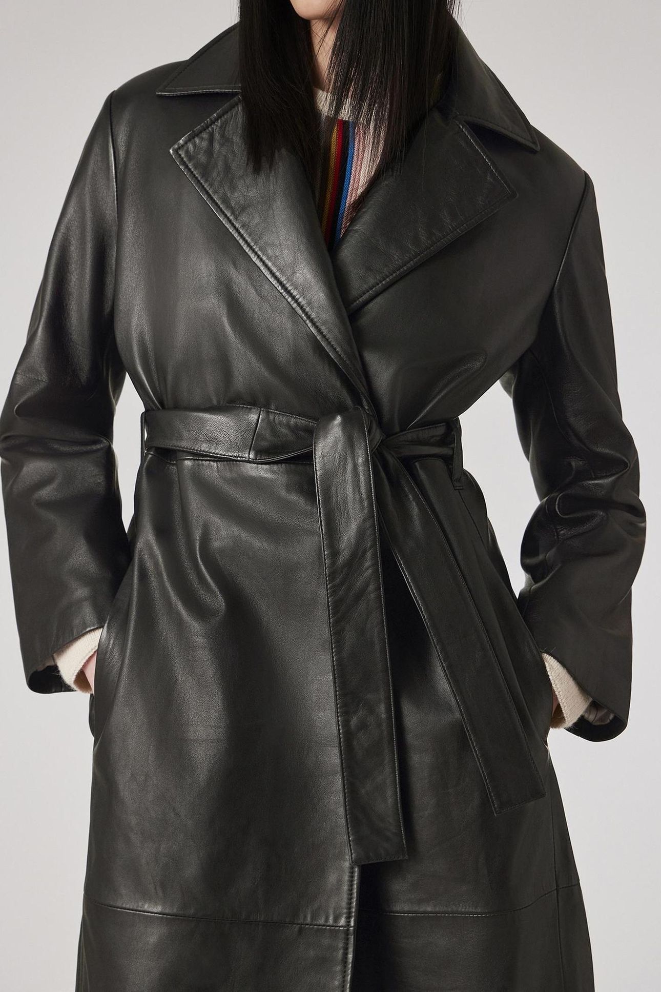 WOMENS COAT LEATHER BLACK 10