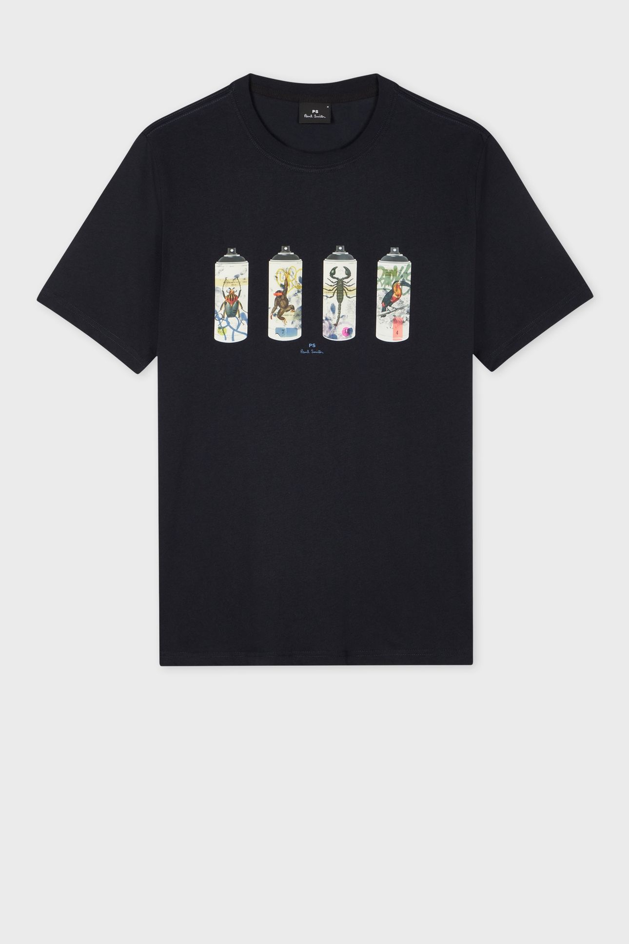 MENS REG FIT T SHIRT ANIMAL SPRAY CANS VERY DARK NAVY 1