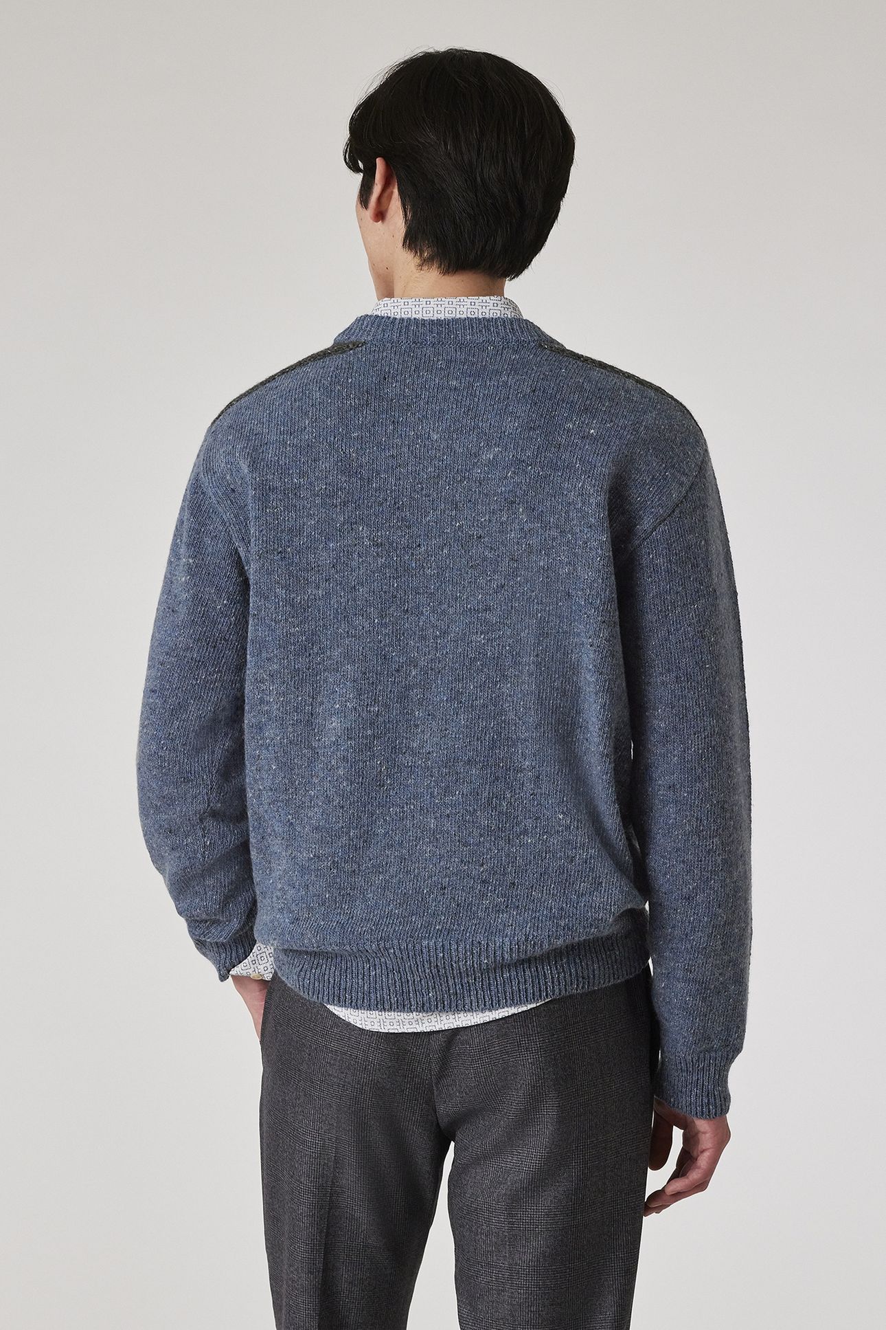 MENS SWEATER CREW NECK GREYISH BLUE 2