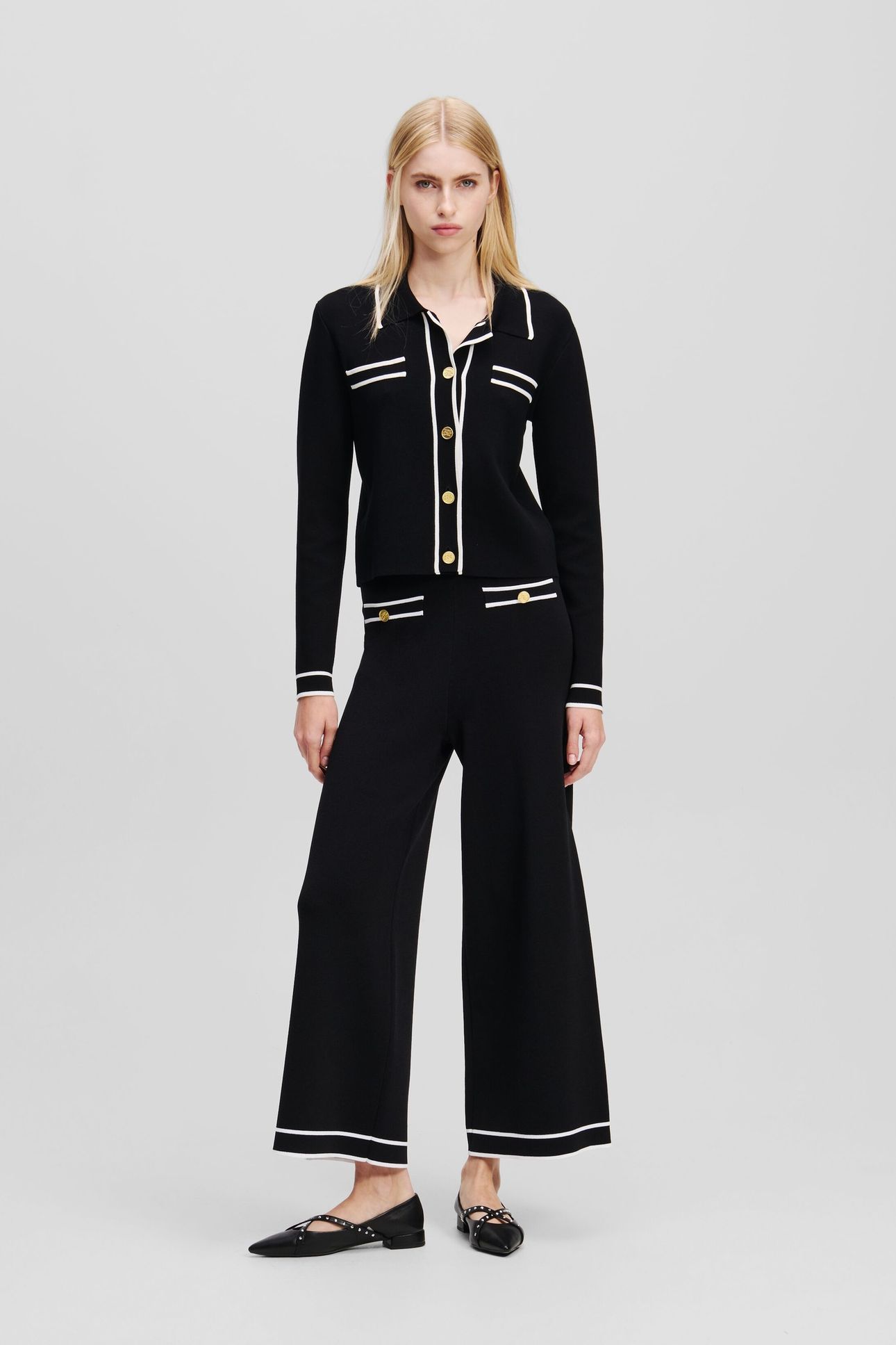 KARL WARDROBE KNIT CULOTTE WHITE/BLACK 2
