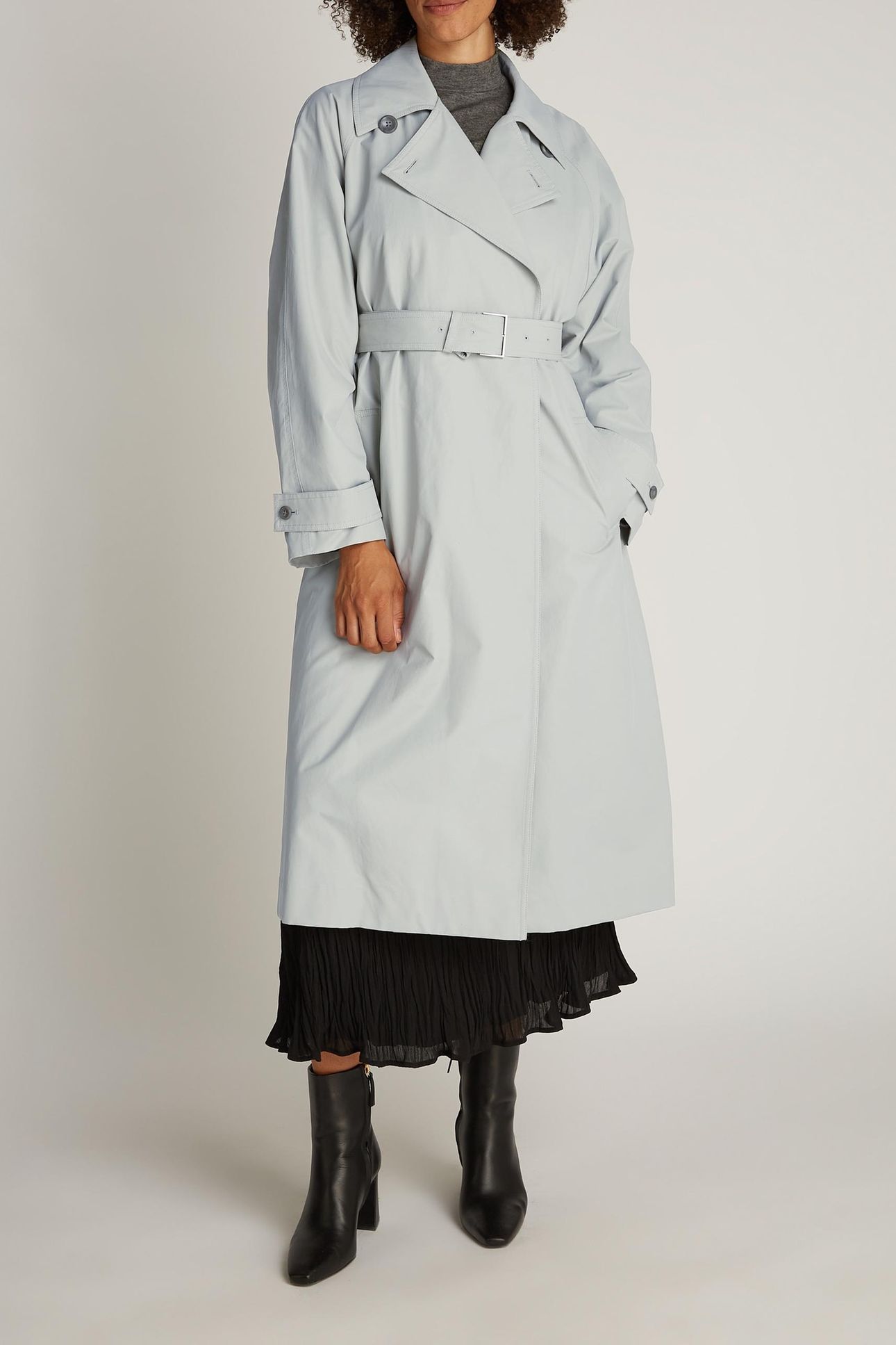COTTON NYLON TRENCH COAT OCEAN MIST GREY 3