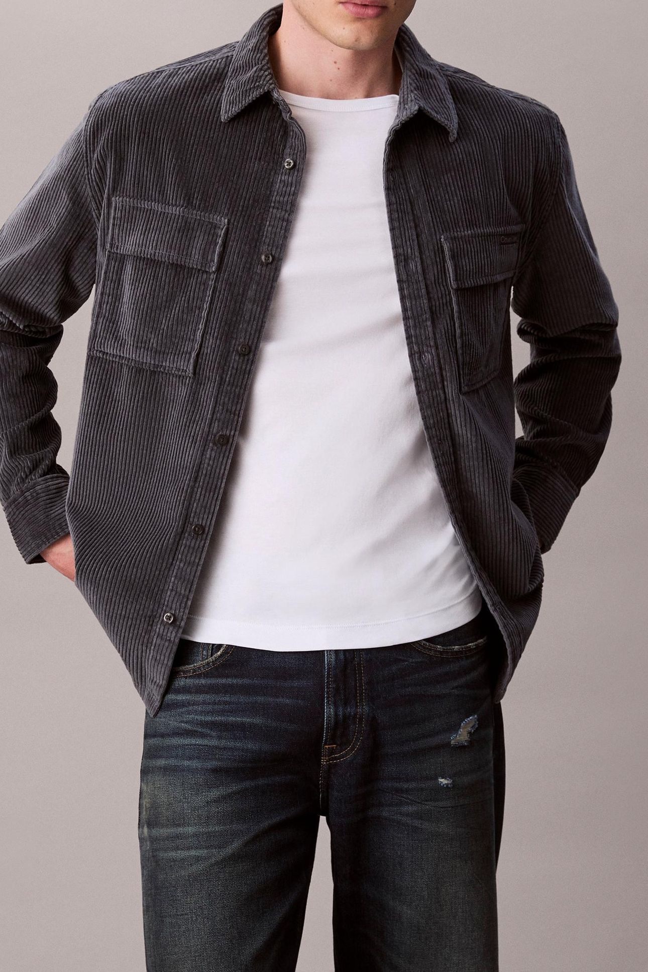 LS CORDUROY POCKET SHIRT HARLEM NIGHT BLUE 1