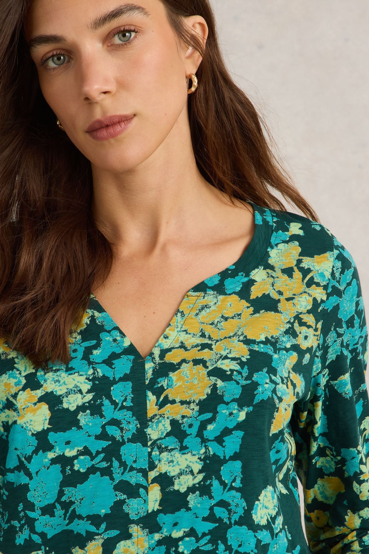 NELLY 3/4 SLV TEE GREEN PRINT 4