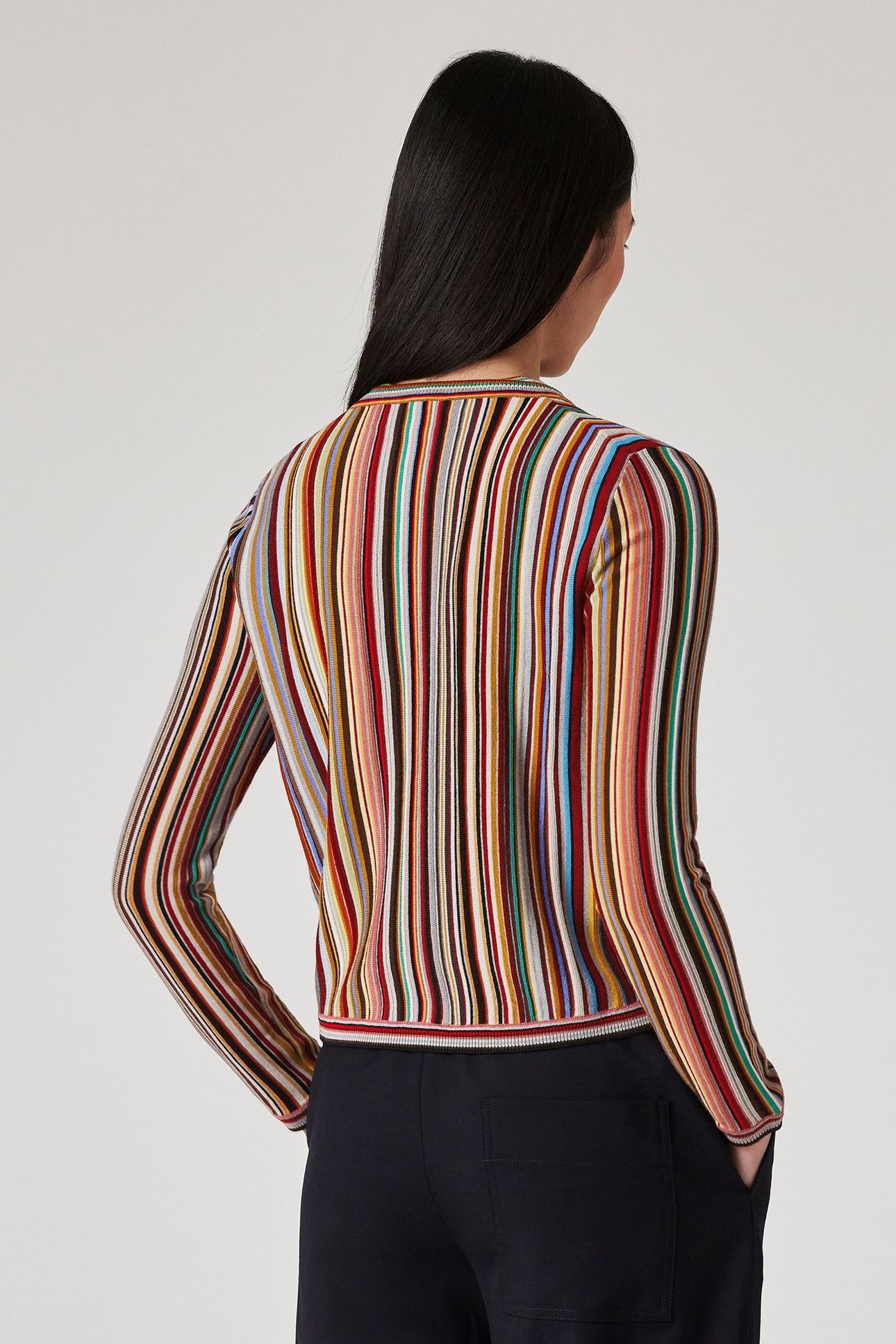 WOMENS KNITTED CARDIGAN BUTTON THRU MULTI COLOURED 4