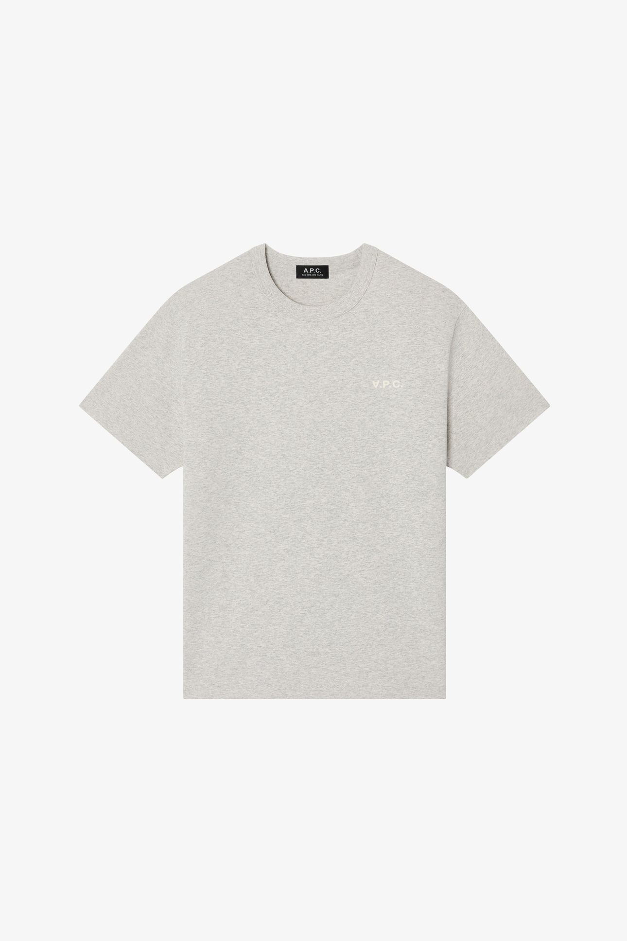 UNISEX T-SHIRT BOXY SMALL HEATHERED PUTTY/ECRU 2