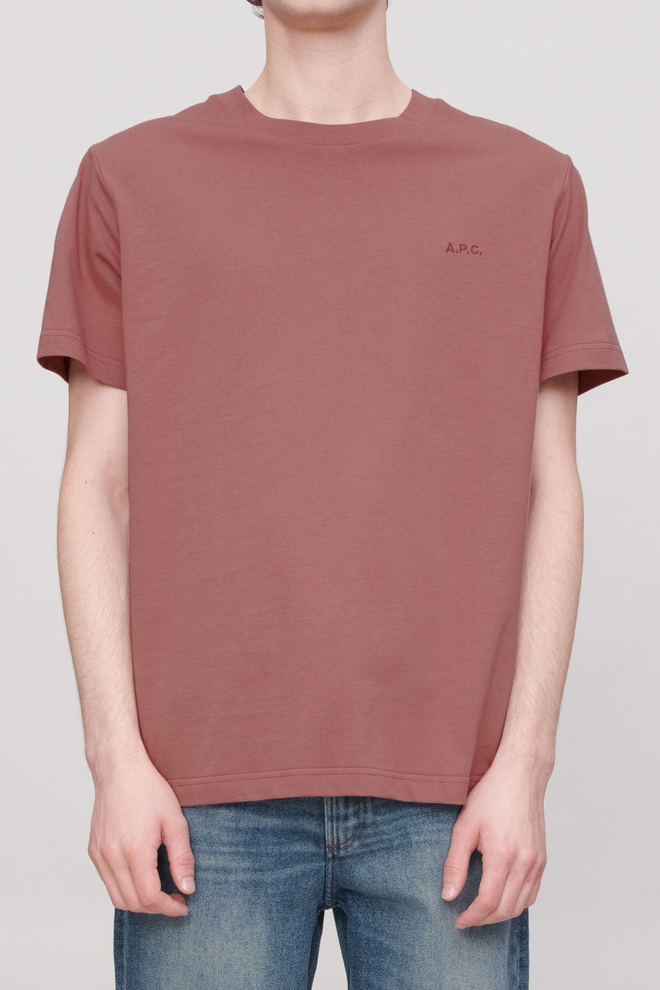 UNISEX T-SHIRT STANDARD EMBROIDERED OLD ROSE/DUSTY PINK 1