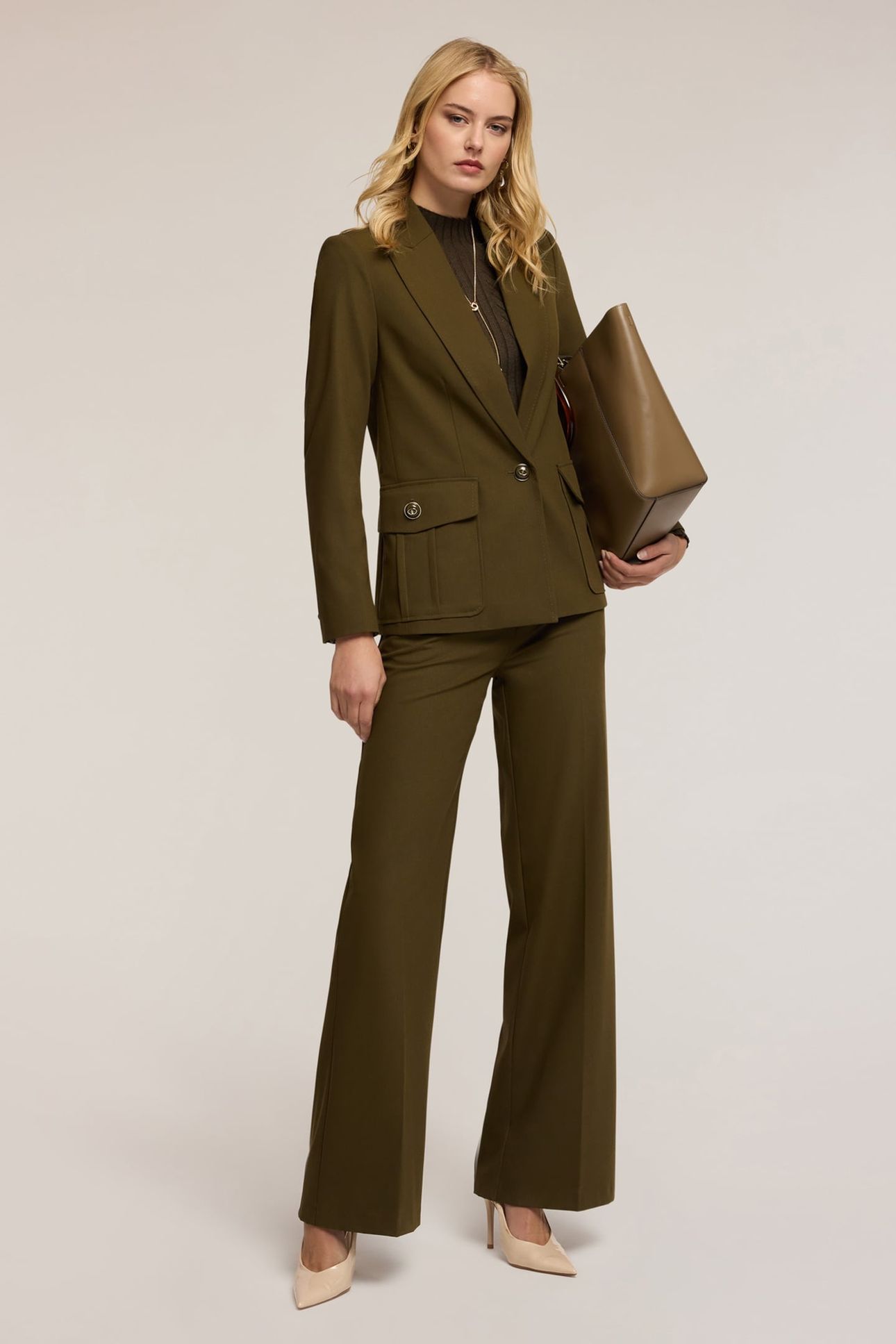MILITARY BLAZER IN WOOL BLEND FLANNEL MILITARY GREEN 2