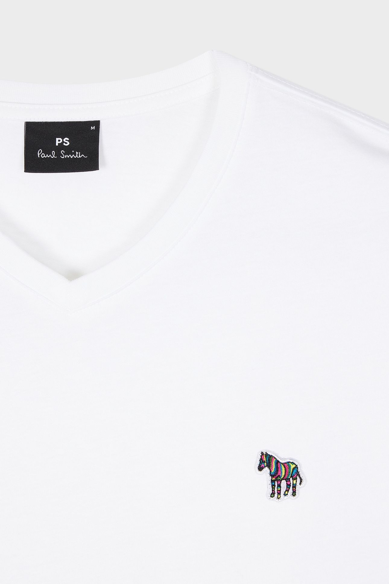 MENS REG FIT SS V NECK TSHIRT ZEBRA WHITE 3
