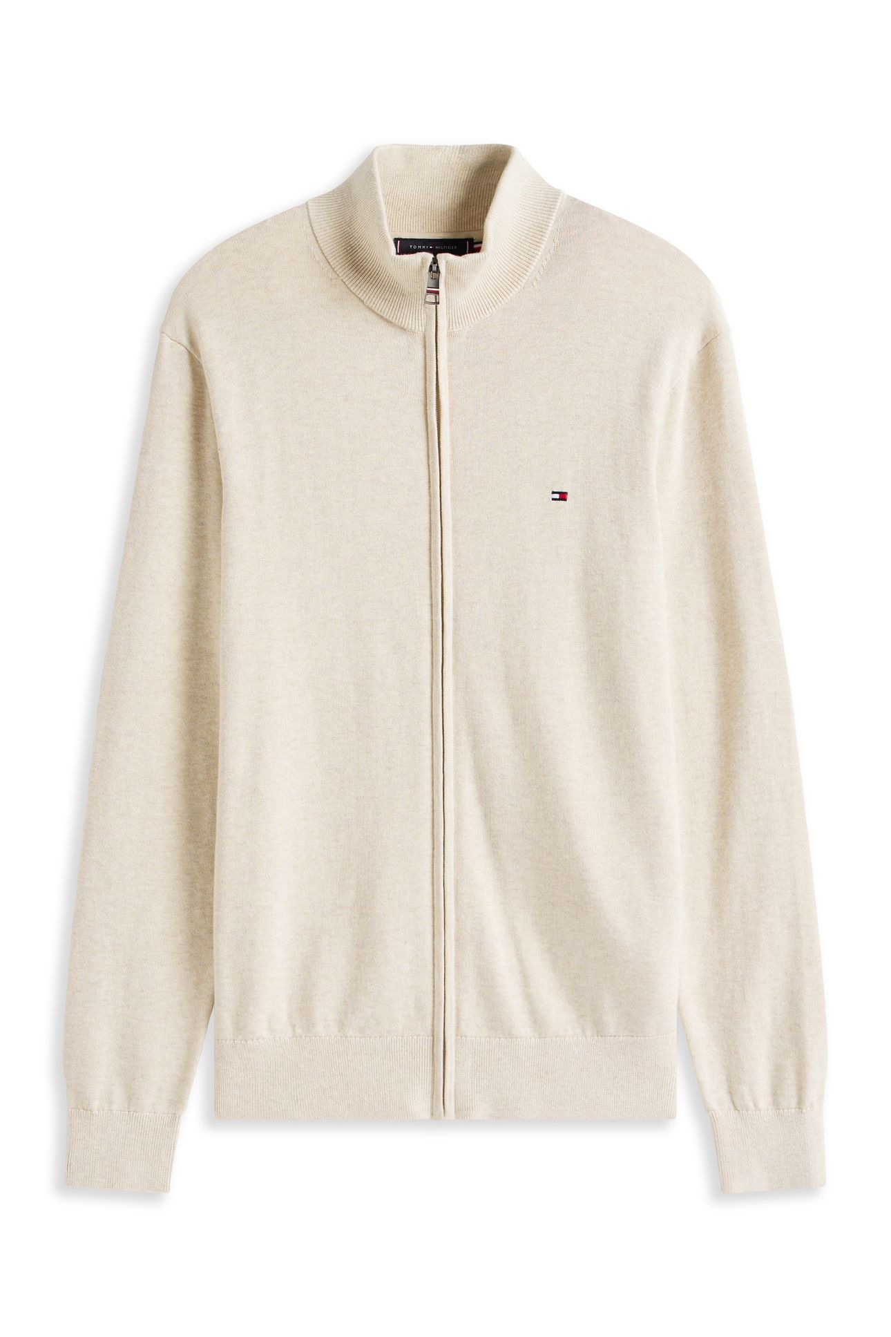 ESSENTIAL COTTON ZIP HEATHERED OATMILK 4