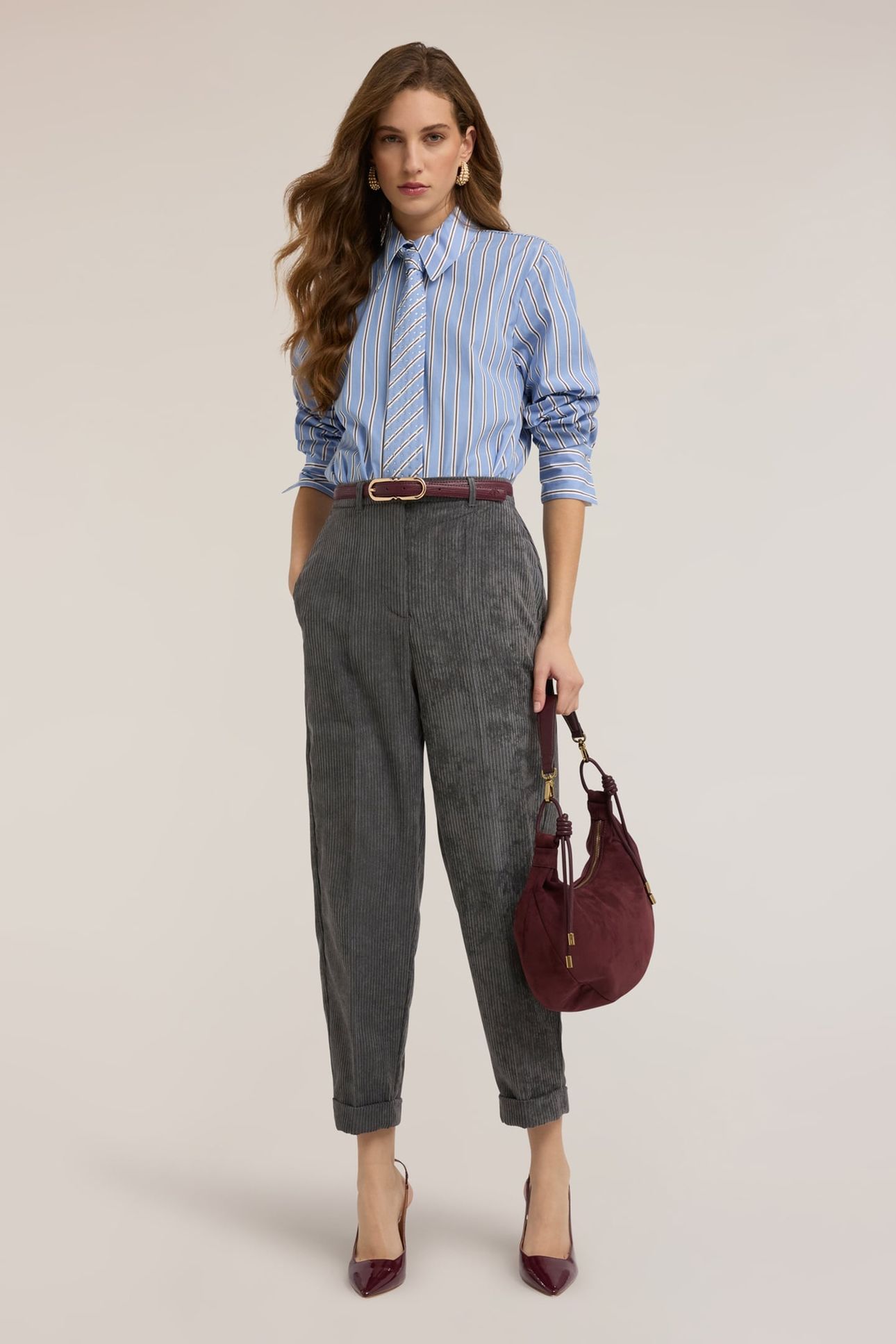 CORDUROY CARROT PANTS GREY 1