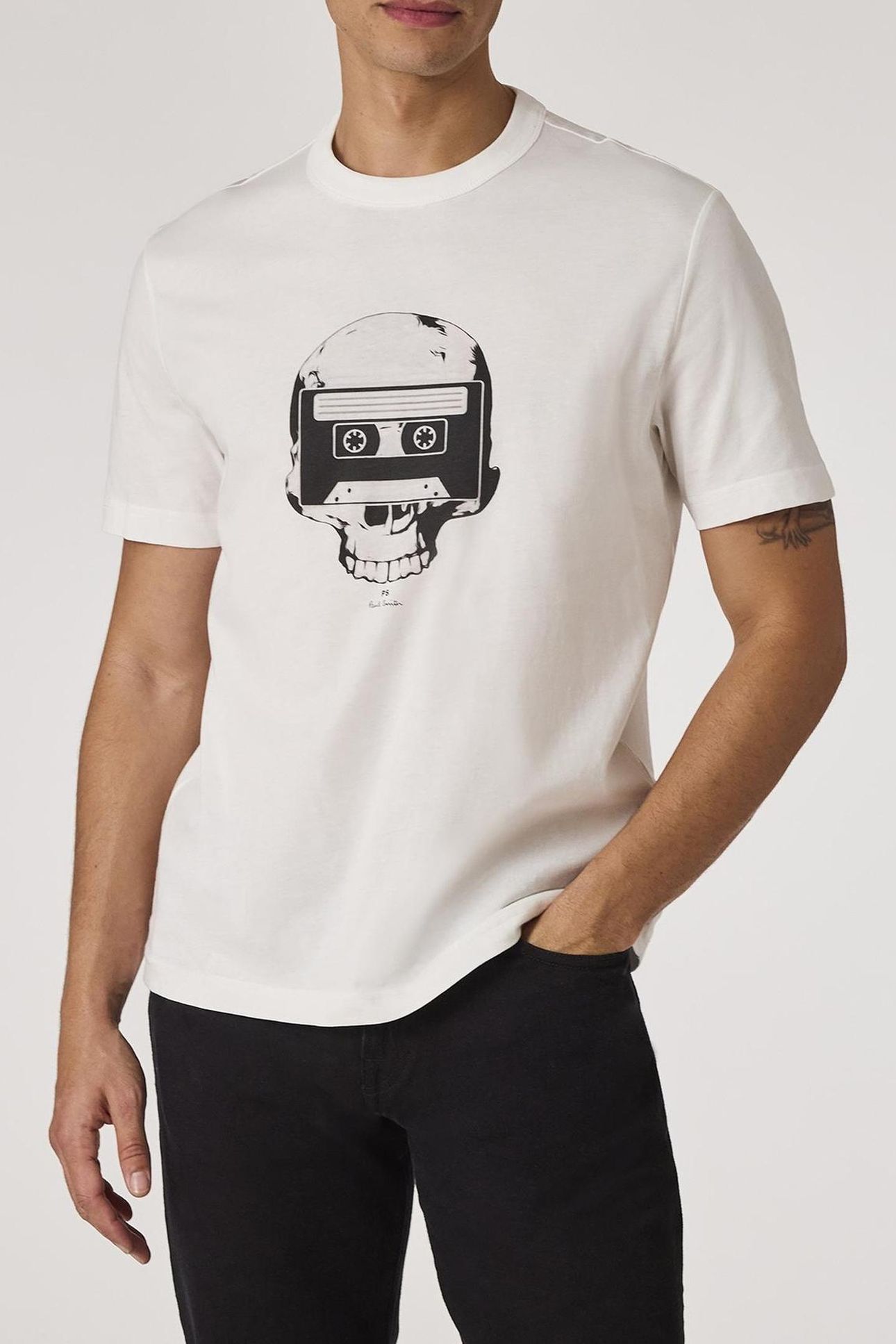 MENS SS TSHIRT TAPE SKULL OFF WHITE 1