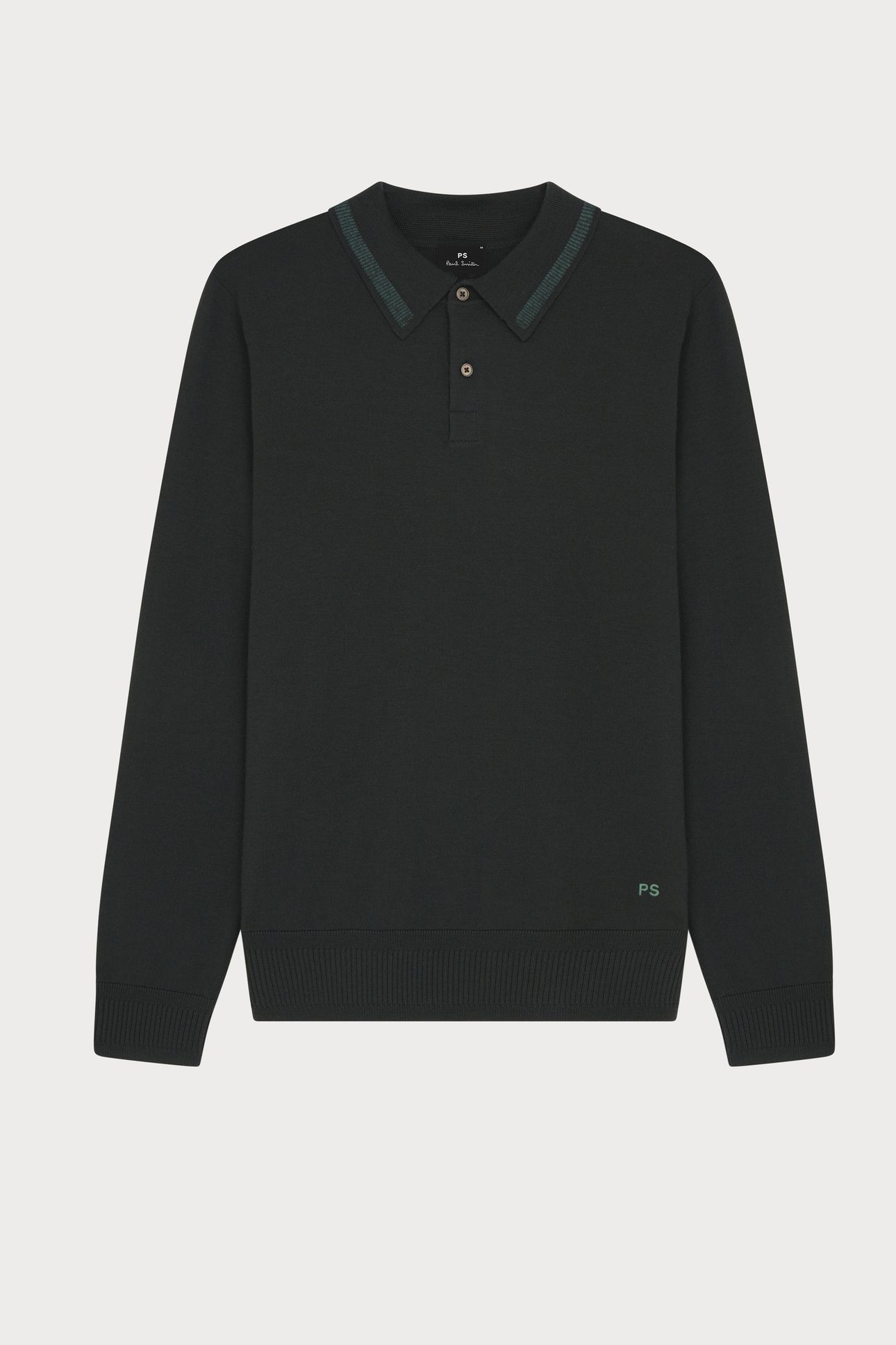 MENS SWEATER LS POLO VERY DARK GREEN 3