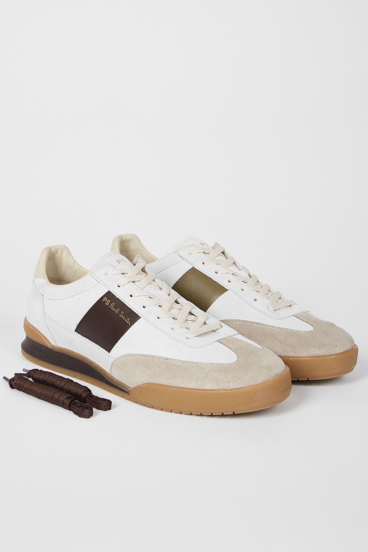 MENS SHOE DOVER WHITE BROWN SIDE PANEL OFF WHITE 3