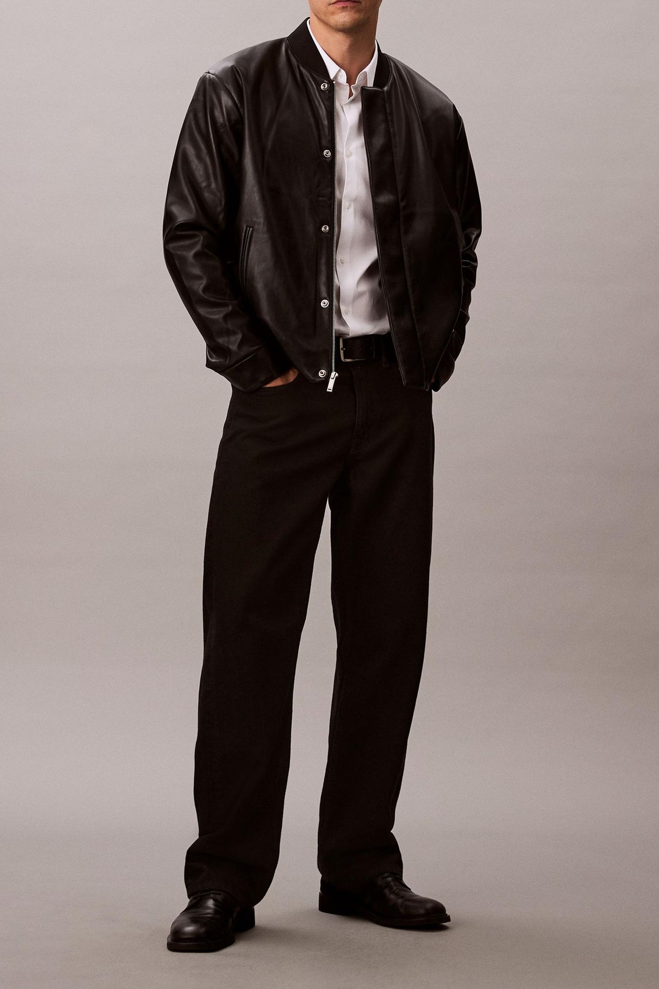 LS FAUX LEATHER BOMBER BLACK 3
