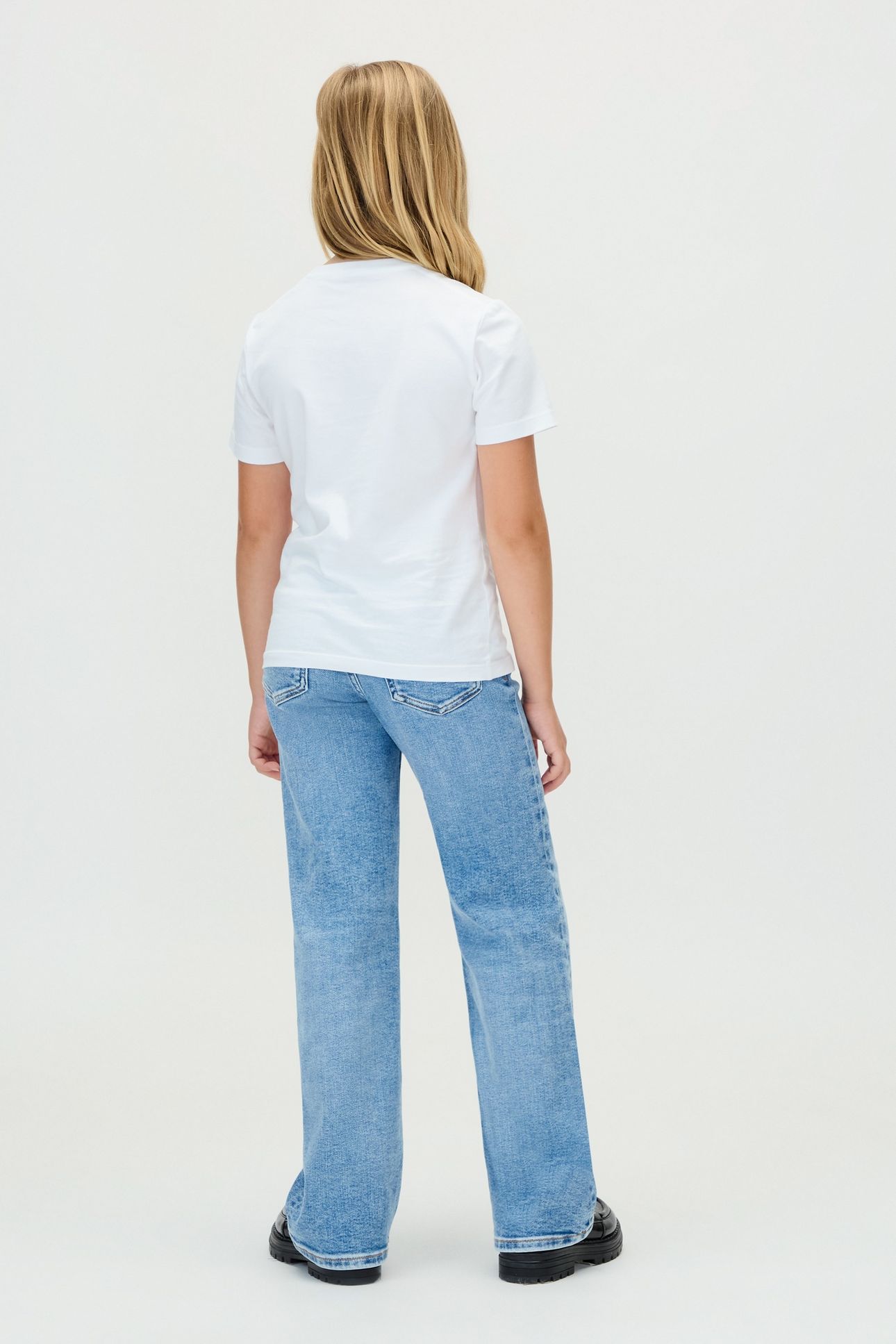 GIRLS HIGH RISE WIDE LEG OCEAN BLUE STRETCH 2