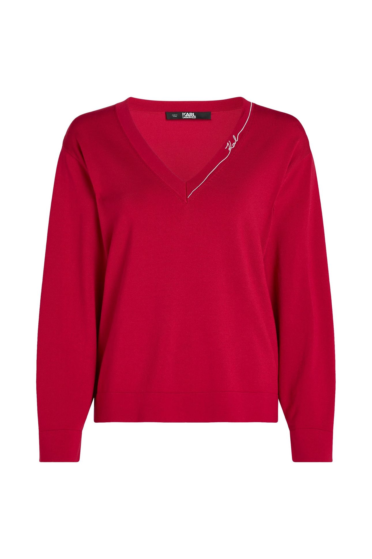 LIGHT V-NECK KNIT SWEATER PERSIAN RED 4