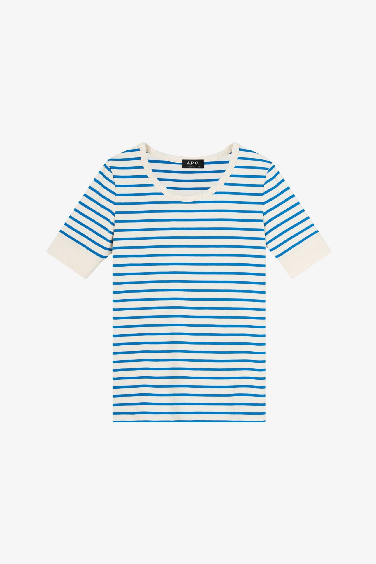 T-SHIRT FITTED MC STRIPED BLUE 2