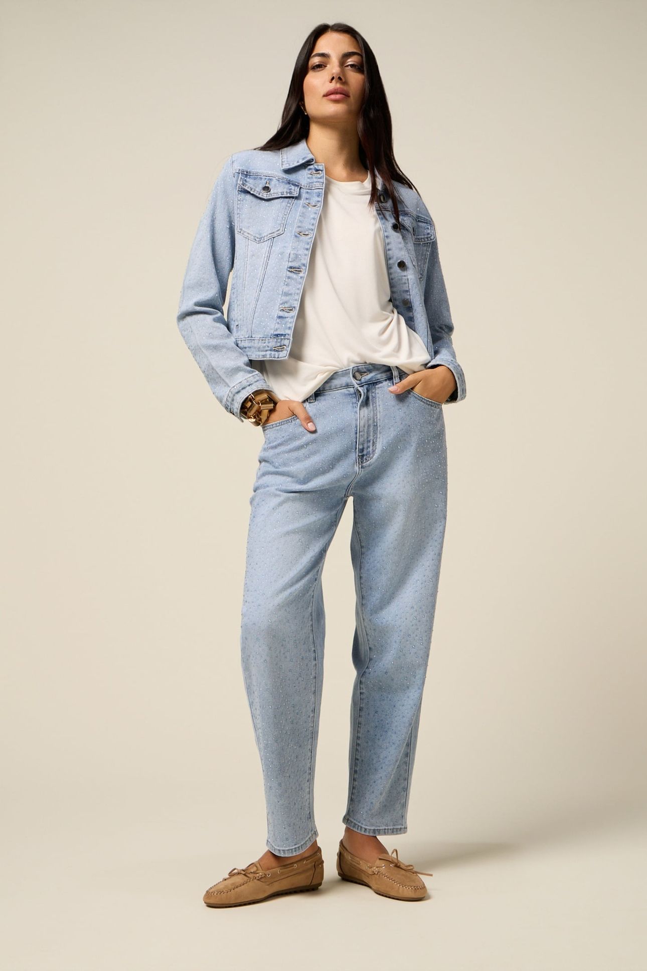 REGULAR JEANS WITH MICRO CRYSTALS LIGHT BLUE 2