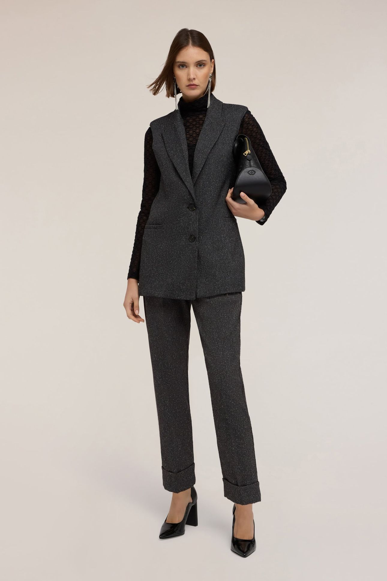 CUFFED TROUSERS IN YARN-DYED FABRIC GREY 2