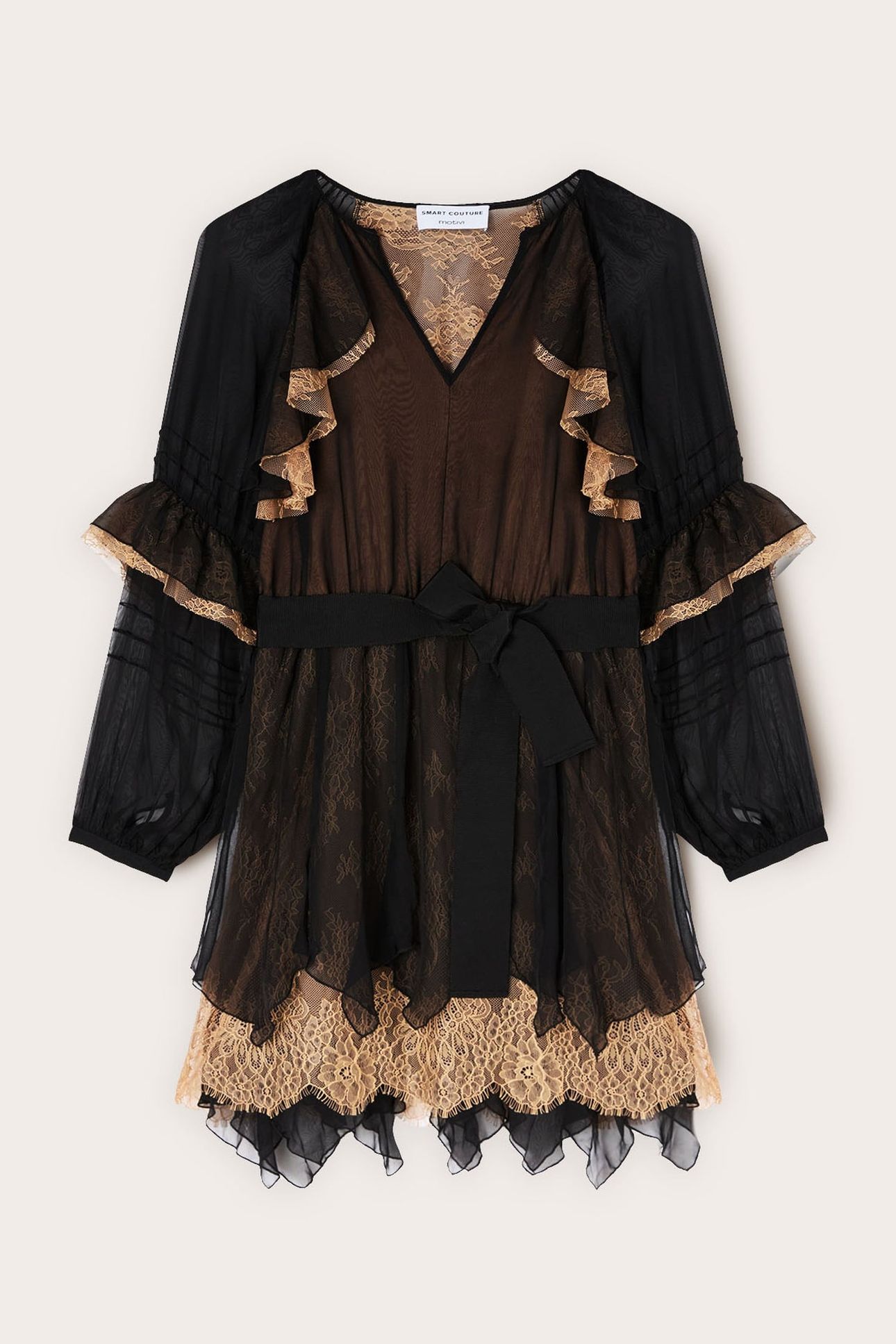 GEORGETTE AND LACE SMART COUTURE DRESS BLACK 3