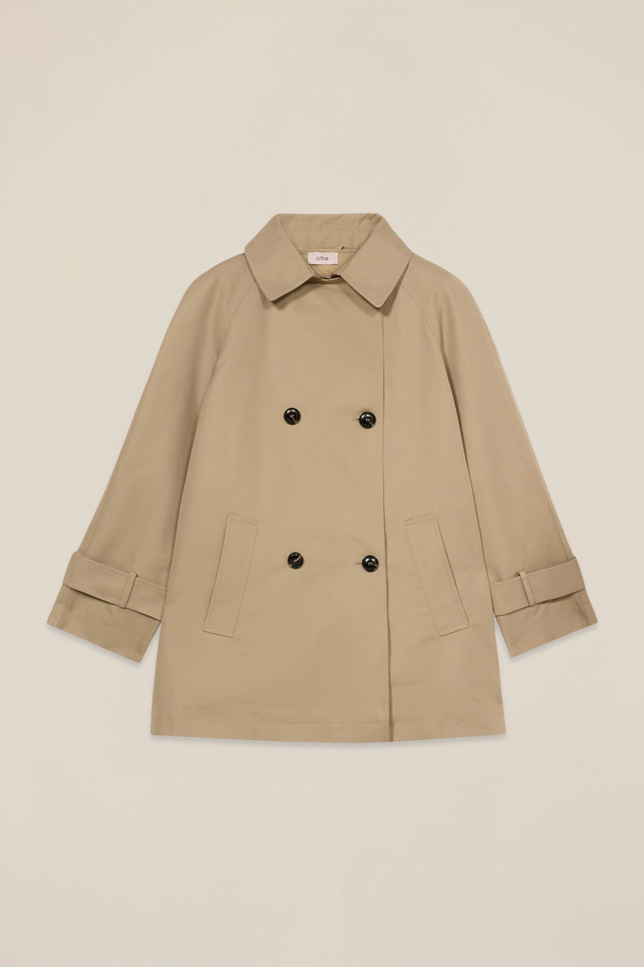 DOUBLE-BREASTED MIDI TRENCH COAT IN COTTON BLEND BEIGE 4