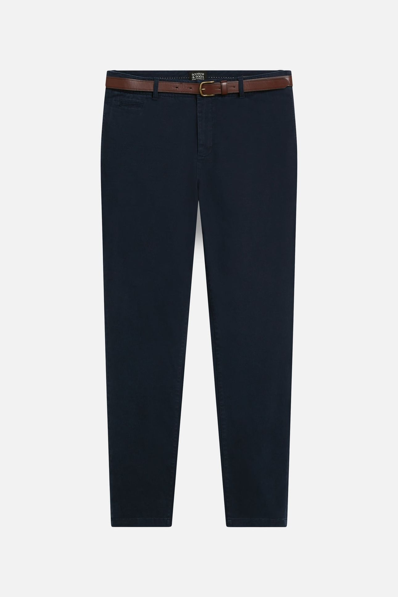WARREN COTTON TWILL WASHED CHINO WITH BELT SKY CAPTAIN 1
