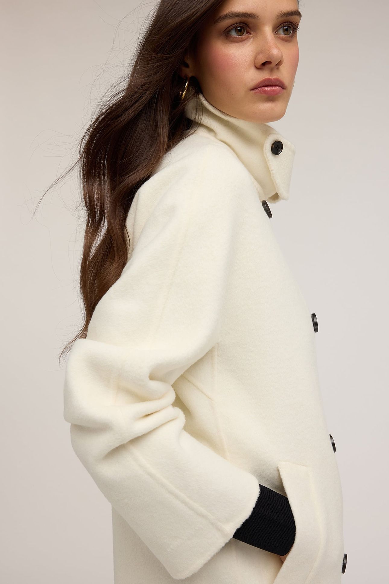 KIMONO-STYLE COAT IN WOOL BLEND FABRIC WHITE 5