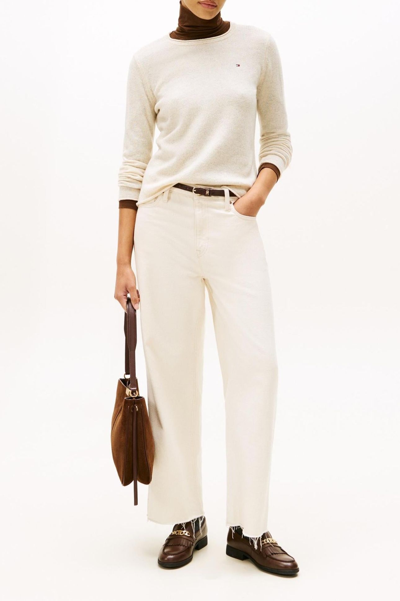 SOFT WOOL C-NECK LOOSE SWEATER HEATHER OATMILK 2