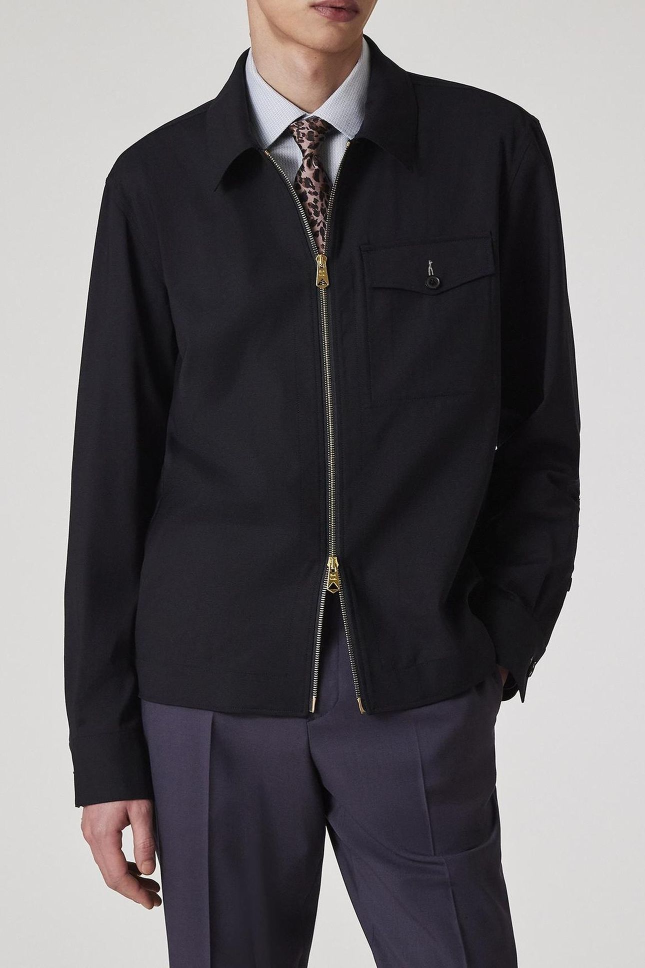 MENS ZIP SHIRT JACKET VERY DARK NAVY 1