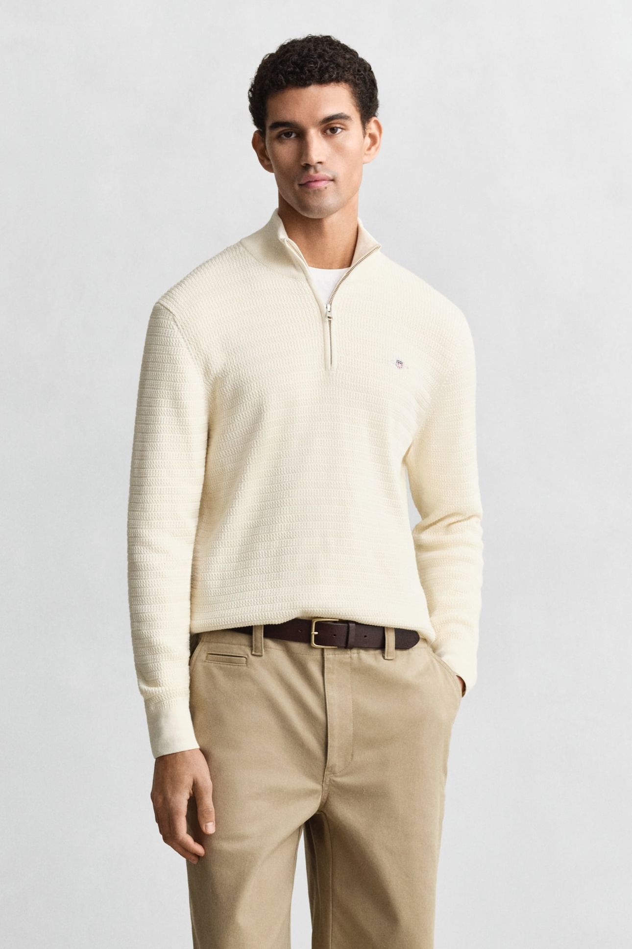 MINI CABLE HALF ZIP CREAM 1