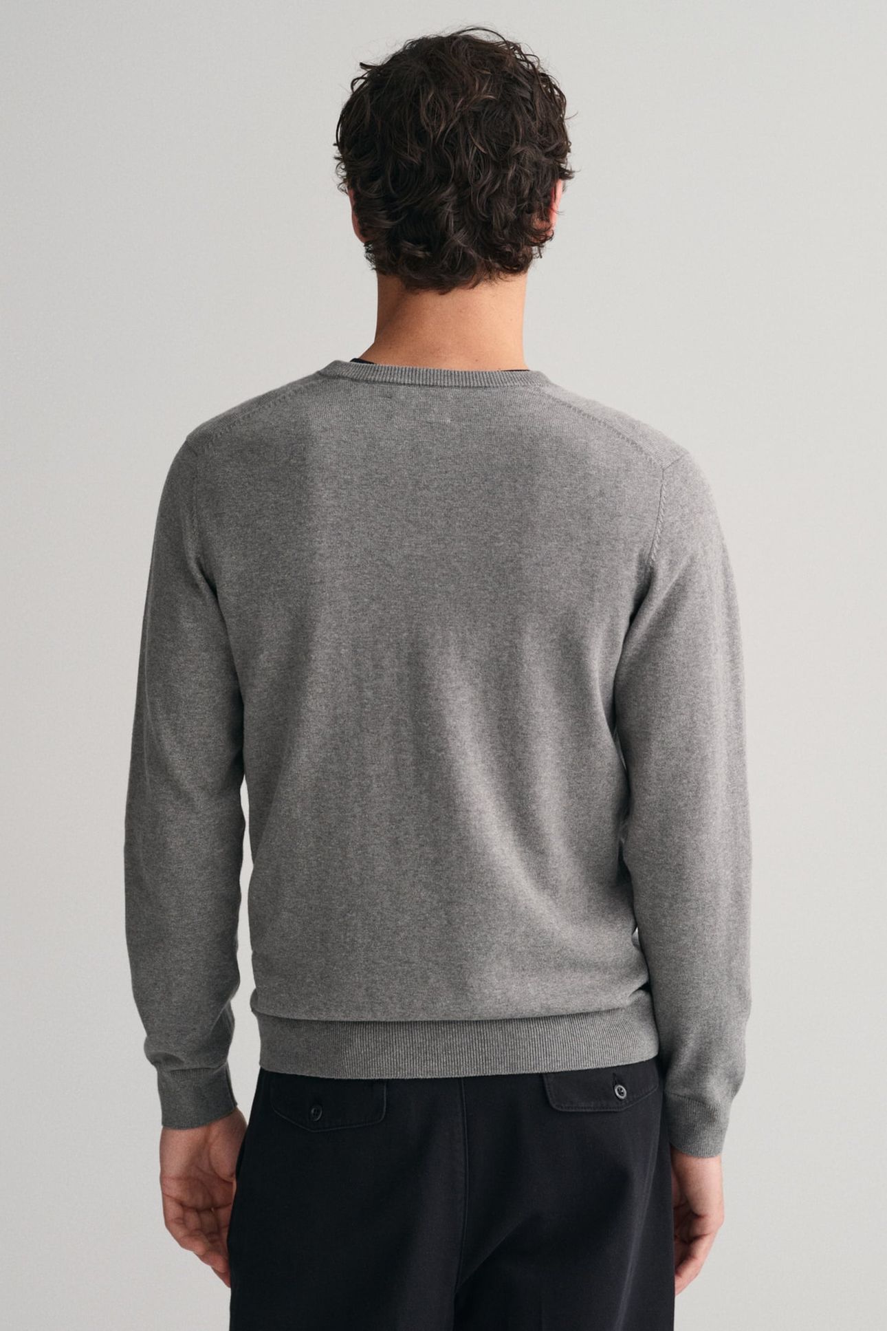 CLASSIC COTTON V-NECK DARK GREY MELANGE 4