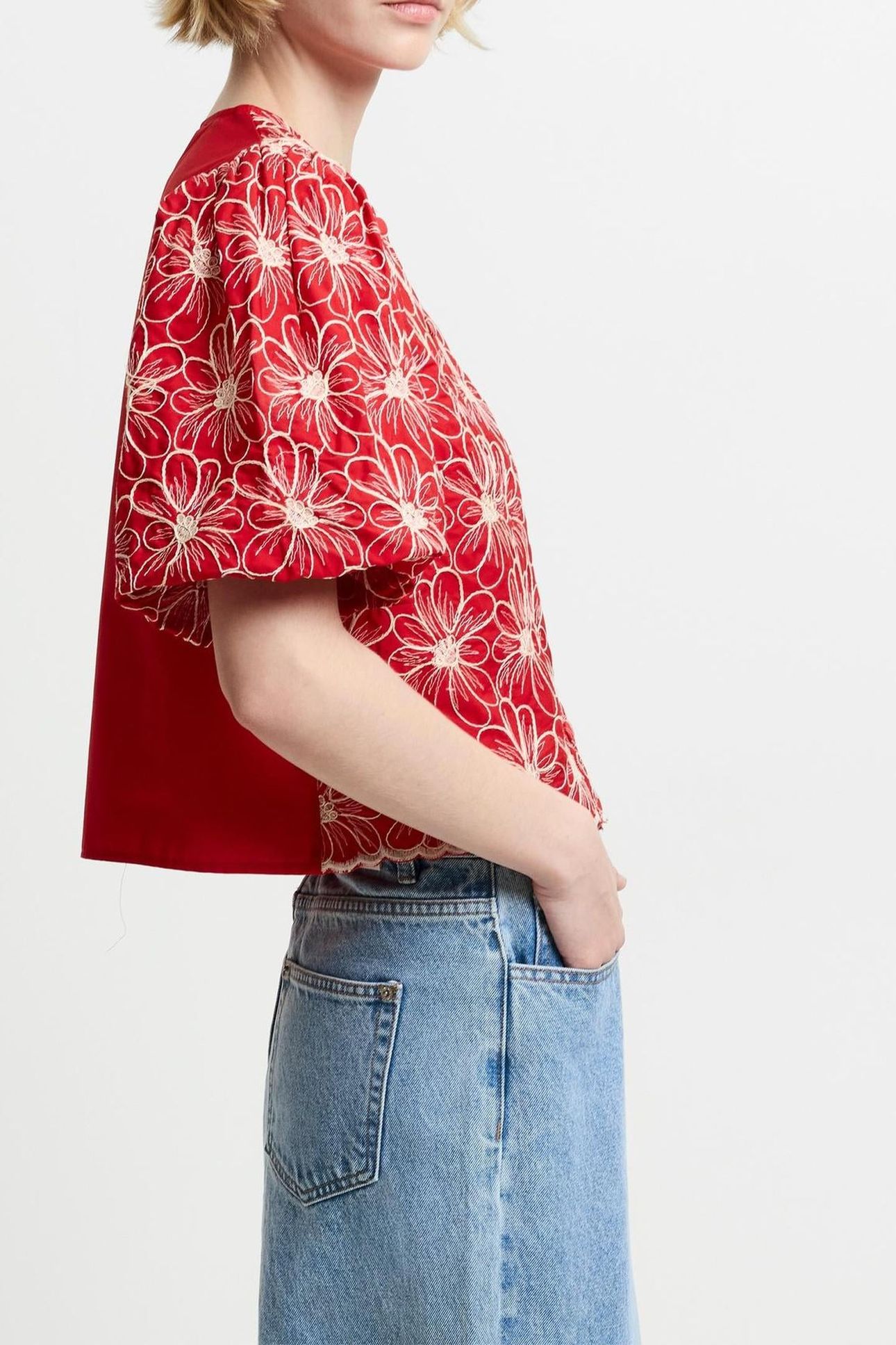 RORY COTTON BUTTON THOUGH TOP WATERMELON RED 4