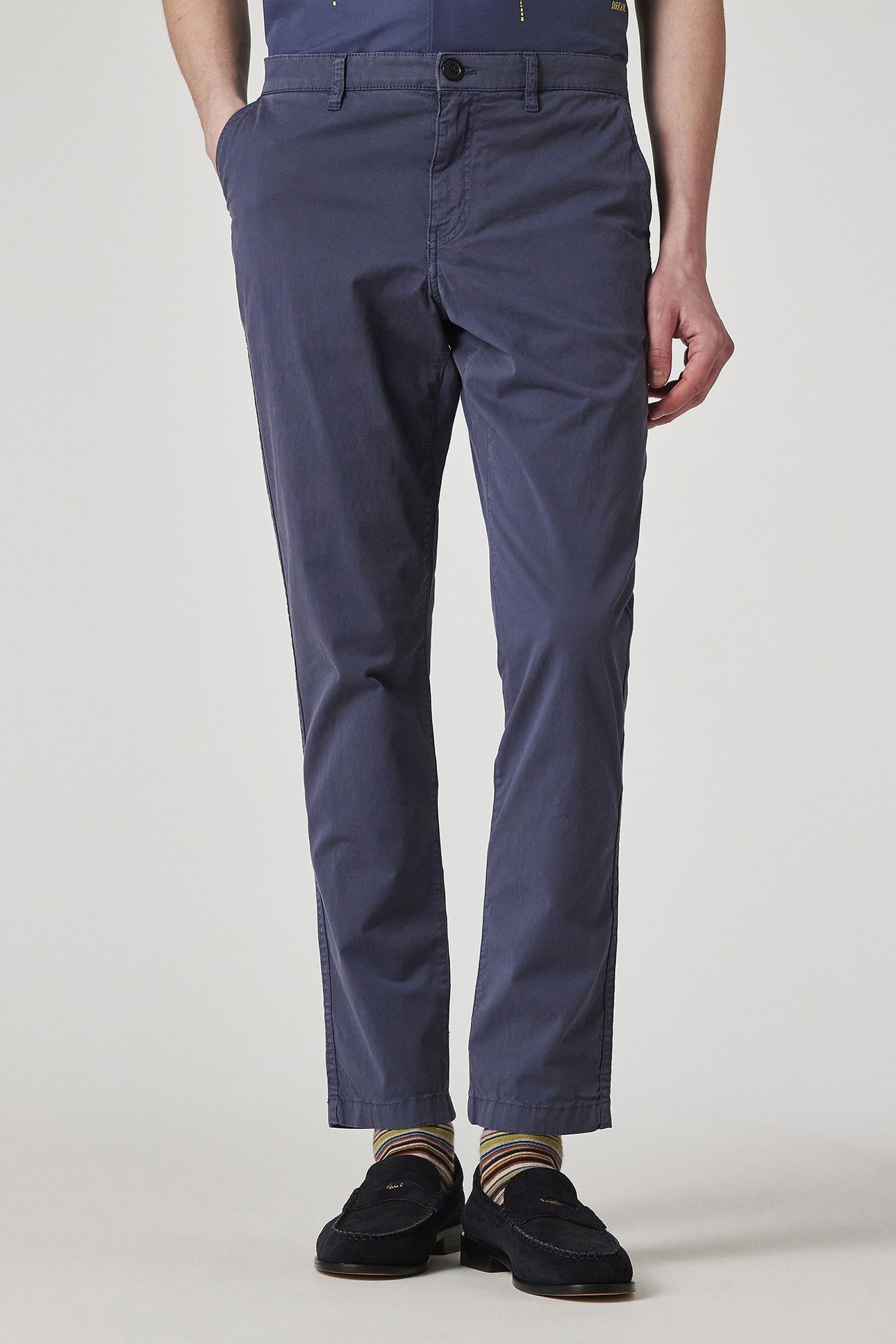 MENS TAPERED FIT STITCHED CHINO INDIGO 1