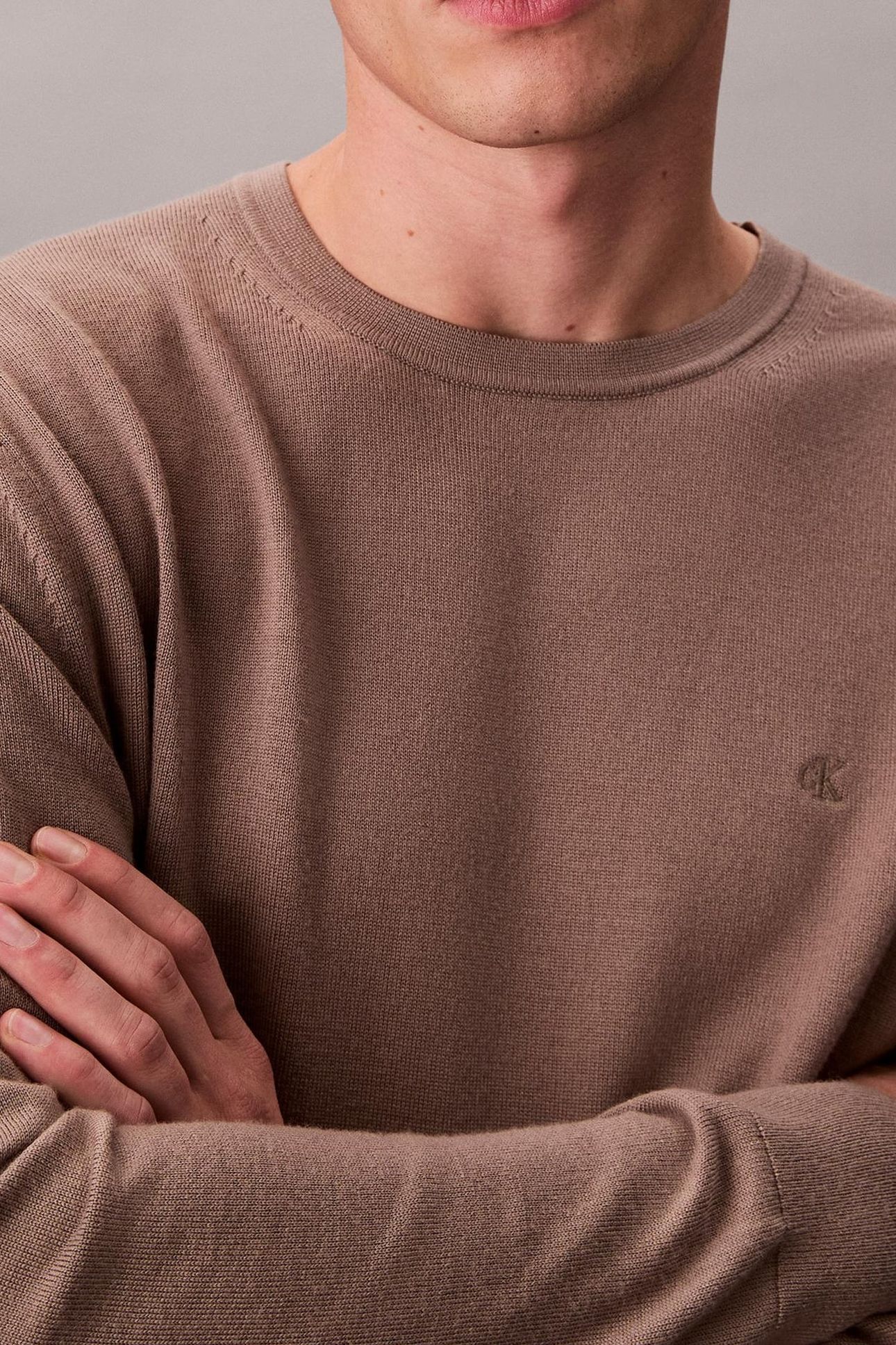 LS 100% MERINO CREW TAUPE TONE 7