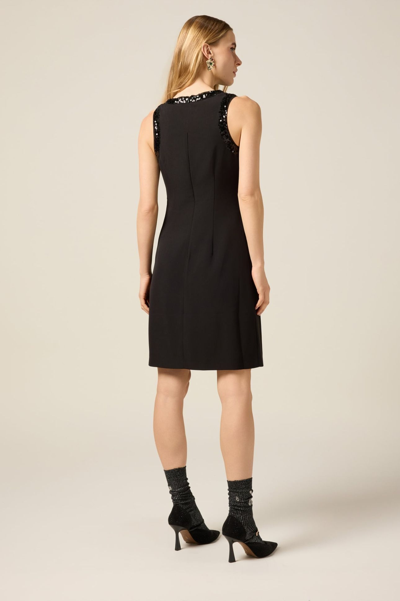 SHEATH DRESS WITH SEQUIN TRIM BLACK 2