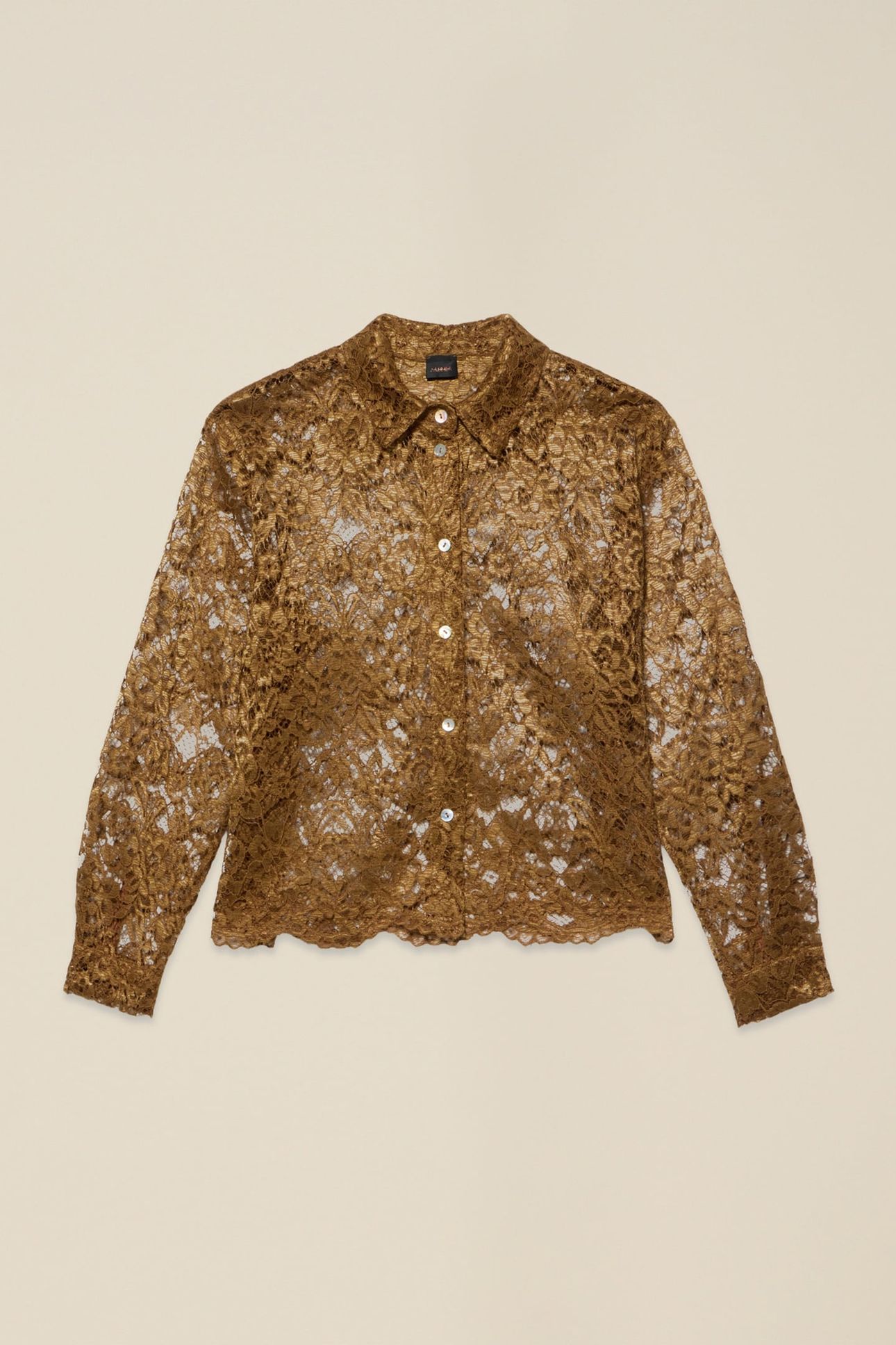 LACE SHIRT WITH SCALLOPED EDGE BROWN 3
