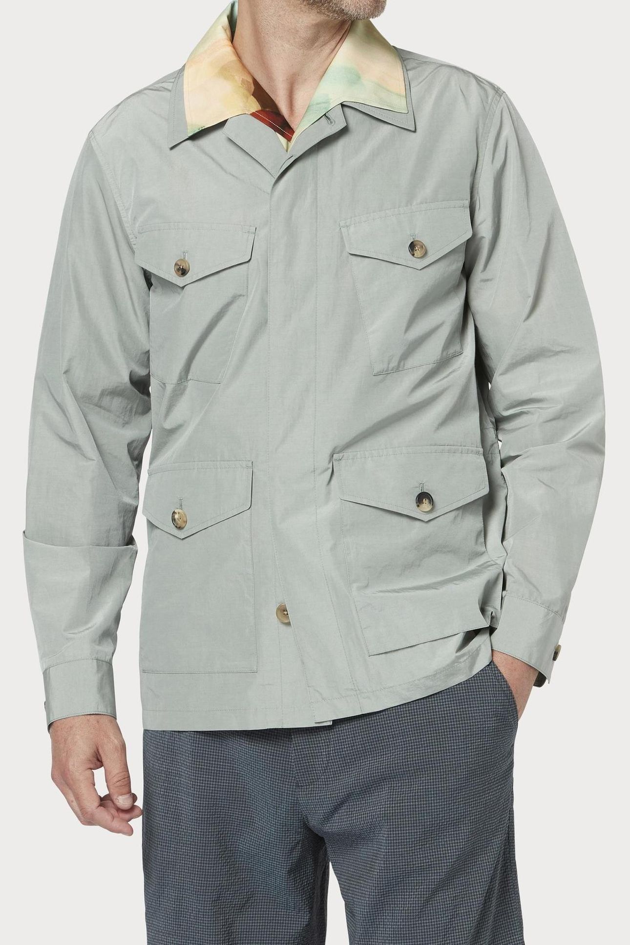 MENS 4PKT CASUAL JKT LT GREYISH GREEN 1