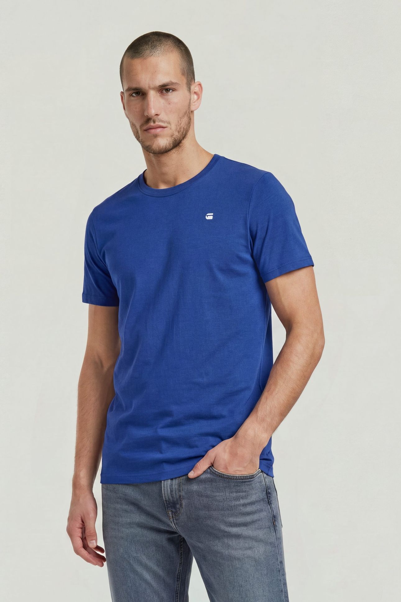 CHEST LOGO SLIM T-SHIRT S/S MEDIUM BLUE 1