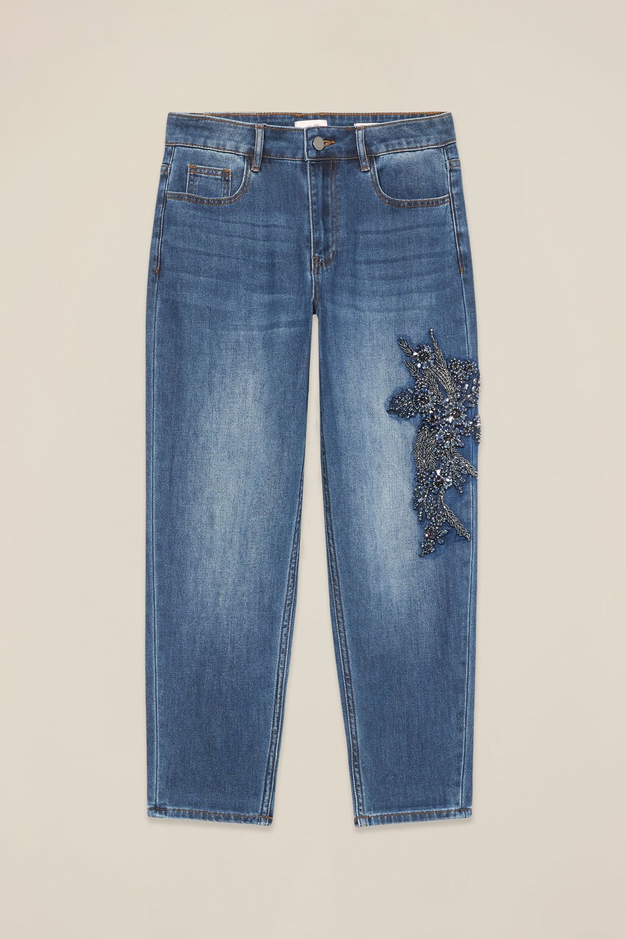 REGULAR JEANS WITH JEWEL PATCH BLUE 3