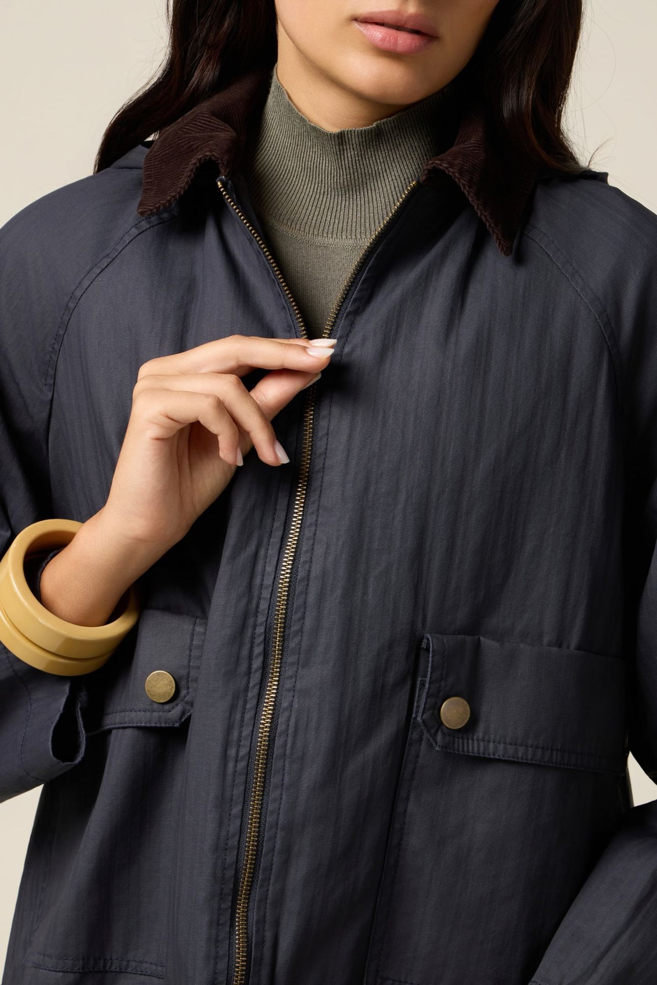 SHORT COTTON PARKA WITH HOOD BLUE 4