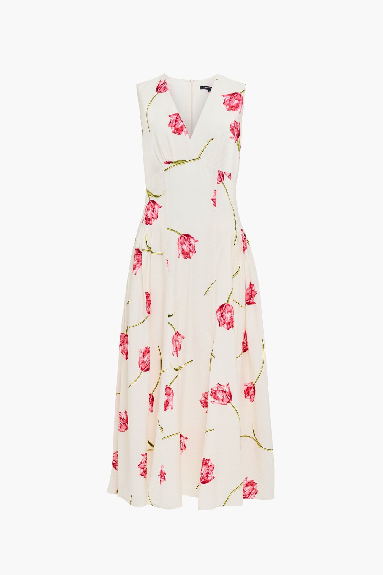 CRESSIDA FARON DRAPE MIDI DRES IVORY/PINK MULTI 5