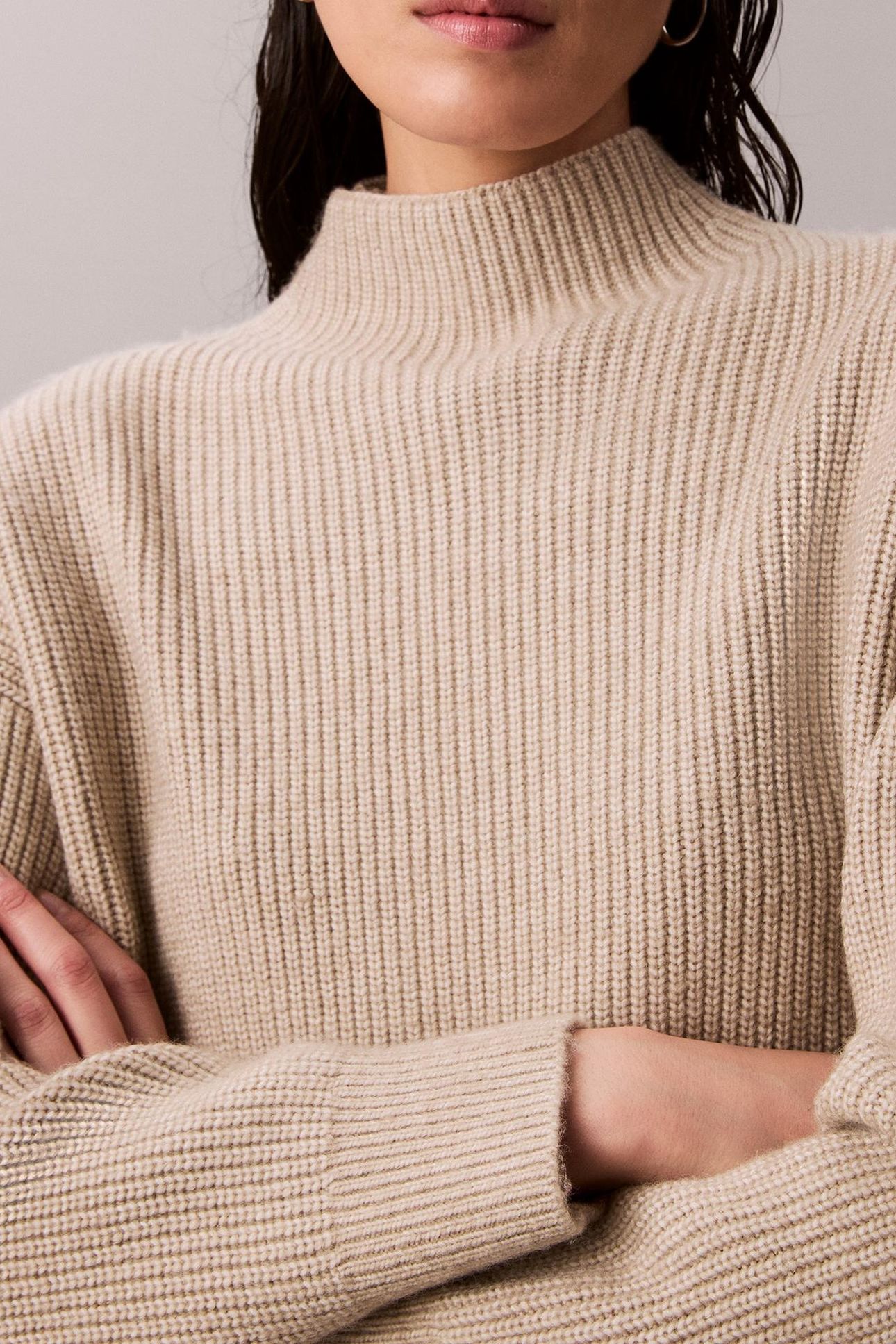 WOOLEN STITCH T-NECK ISLAND FOSSIL 5
