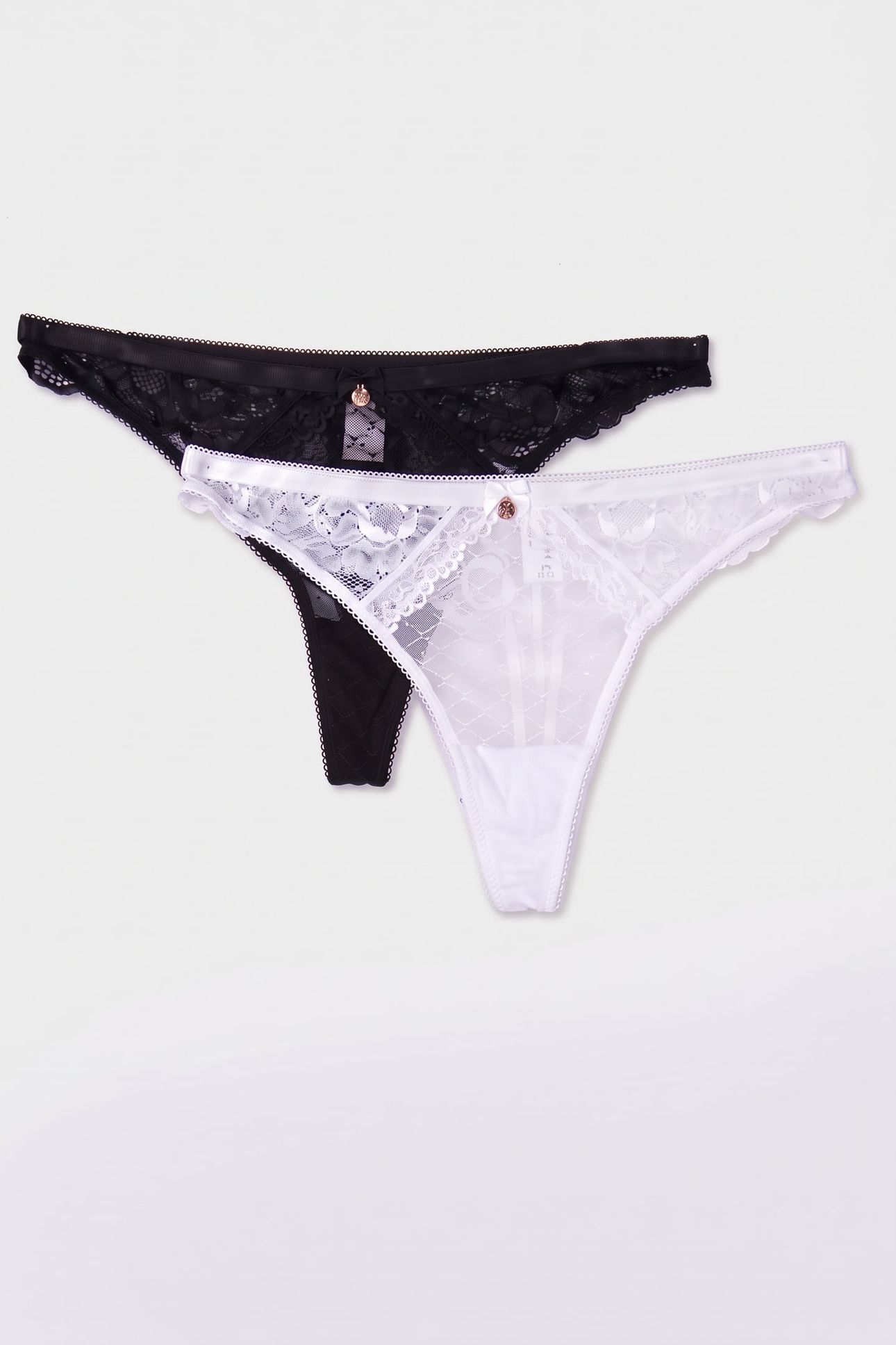 ELIZA 2PK SOLID MESH THONG BRIGHT WHITE/JET BLACK 2