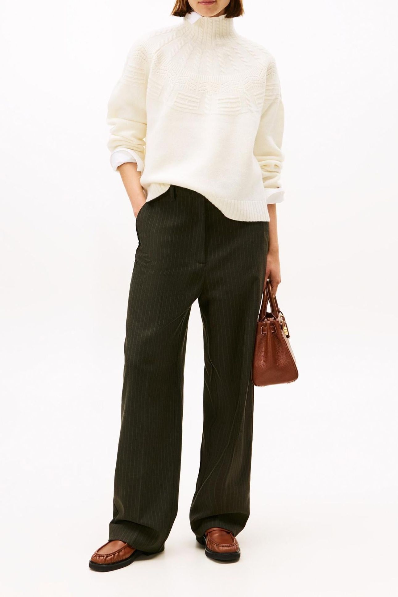 TONAL FAIRISLE MOCK-NECK IVORY PETAL 1