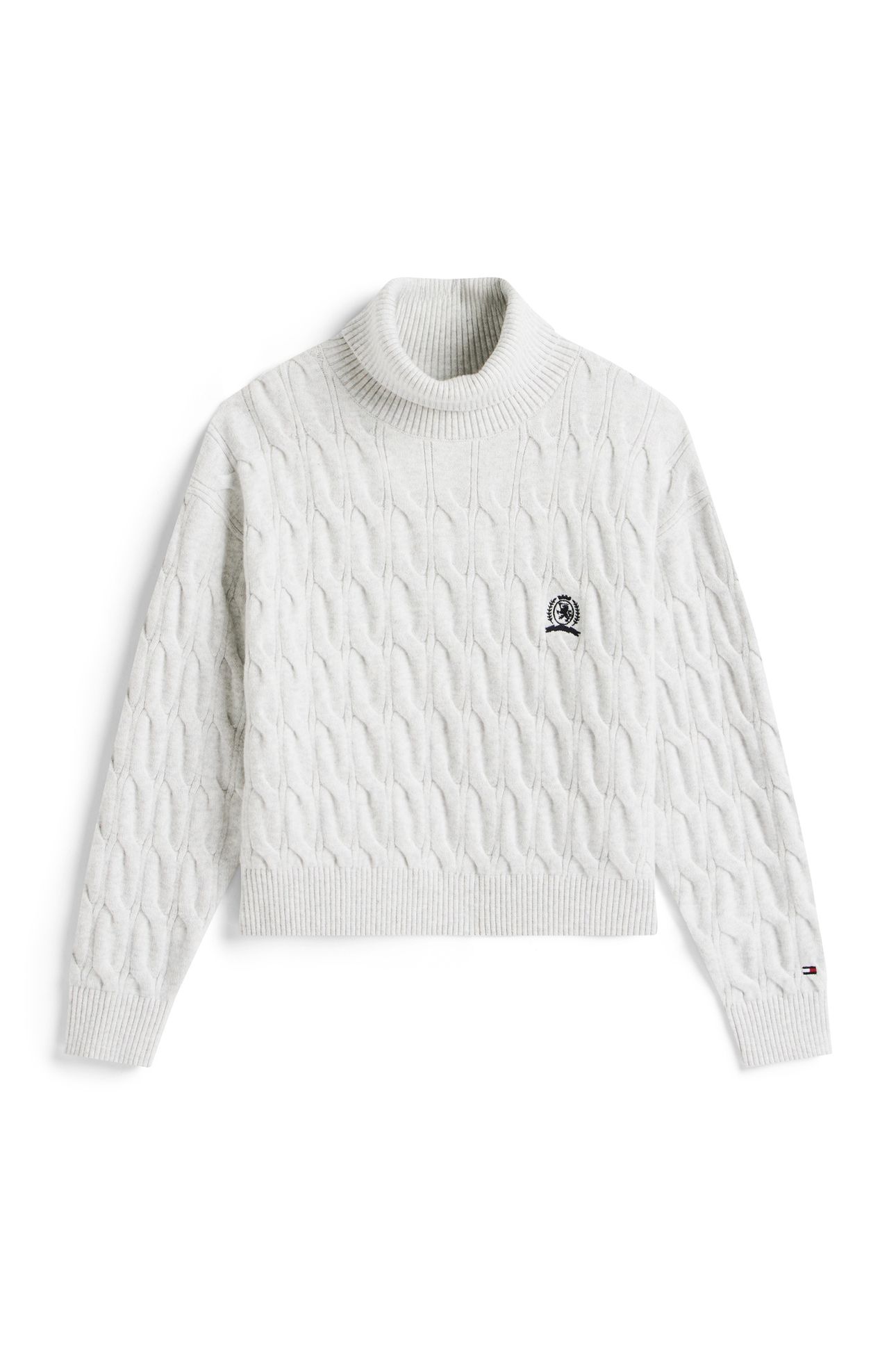 GIRLS CREST CABLE TURTLE NECK LIGHT GREY HEATHER 4