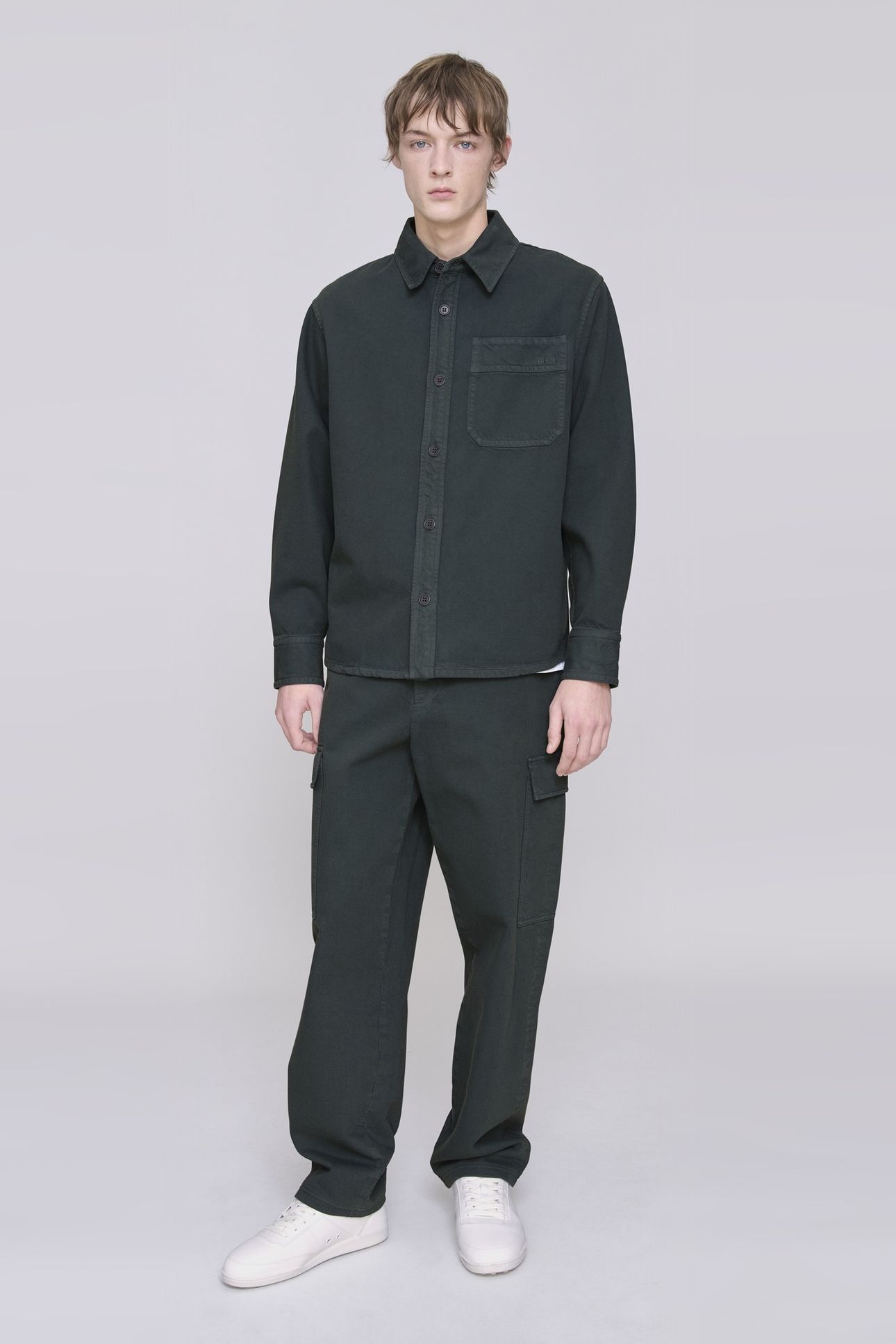UNISEX OVERSHIRT BASILE EMBROIDERED CHEST CHARCOAL 1