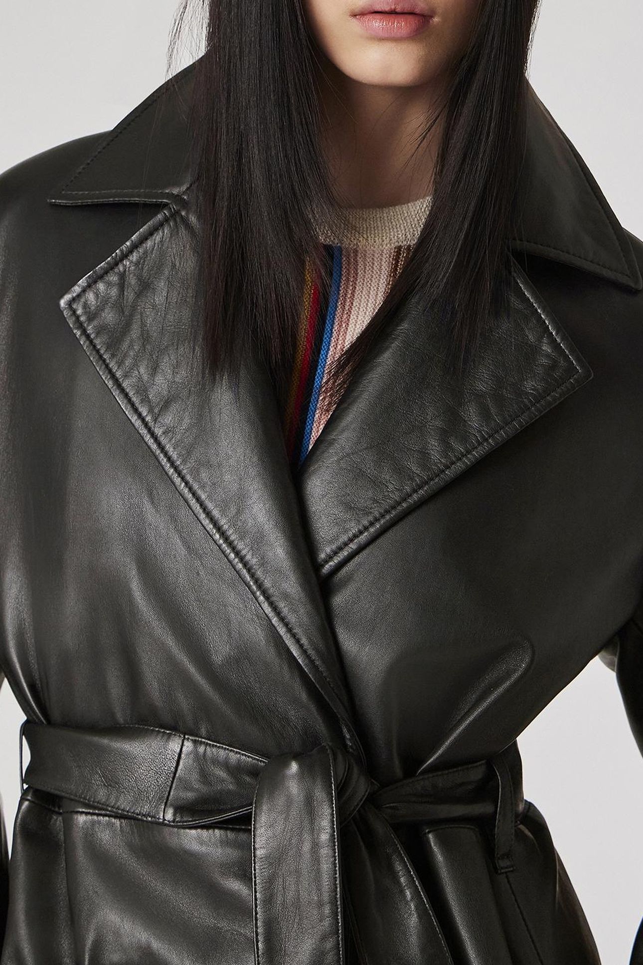WOMENS COAT LEATHER BLACK 8