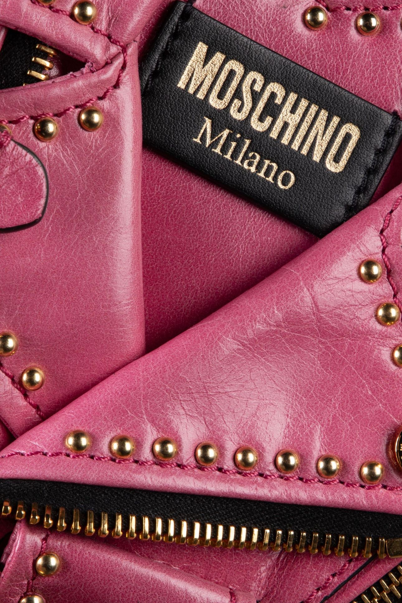HEART BAG IN SHINY CALFSKIN WITH STUDS PINK 5