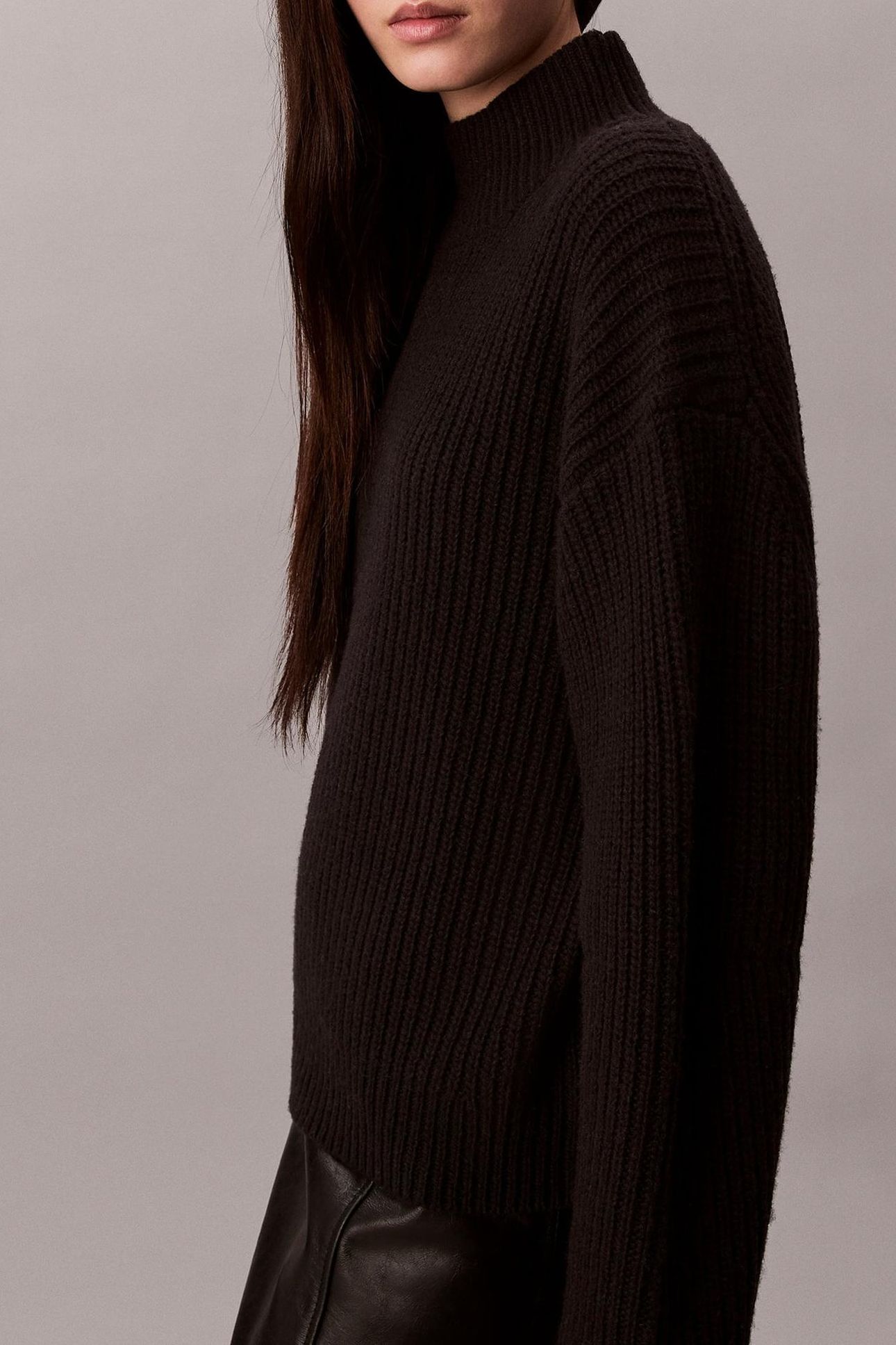 CHUNKY WOOL BLEND SWEATER BLACK 5