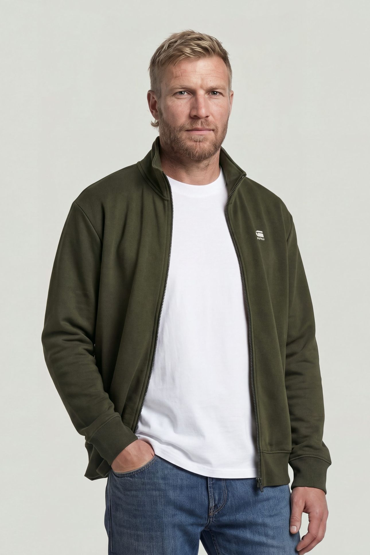 CORE ZIP STAND UP COLLAR SWEAT L/S GREY 1